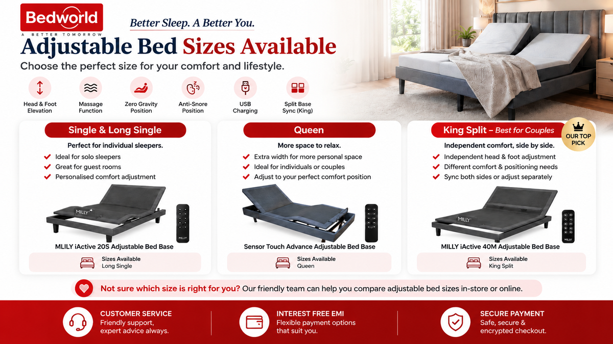 Adjustable Bed Sizes Available at Bedworld