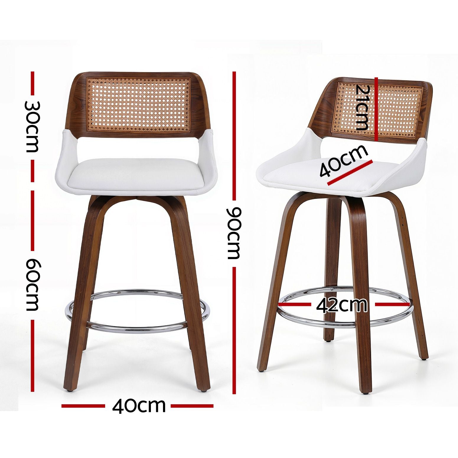 Artiss Wooden Bar Stools Set of 3 Swivel Kitchen Counter Stool Chair 60cm Seat Height Bedworld