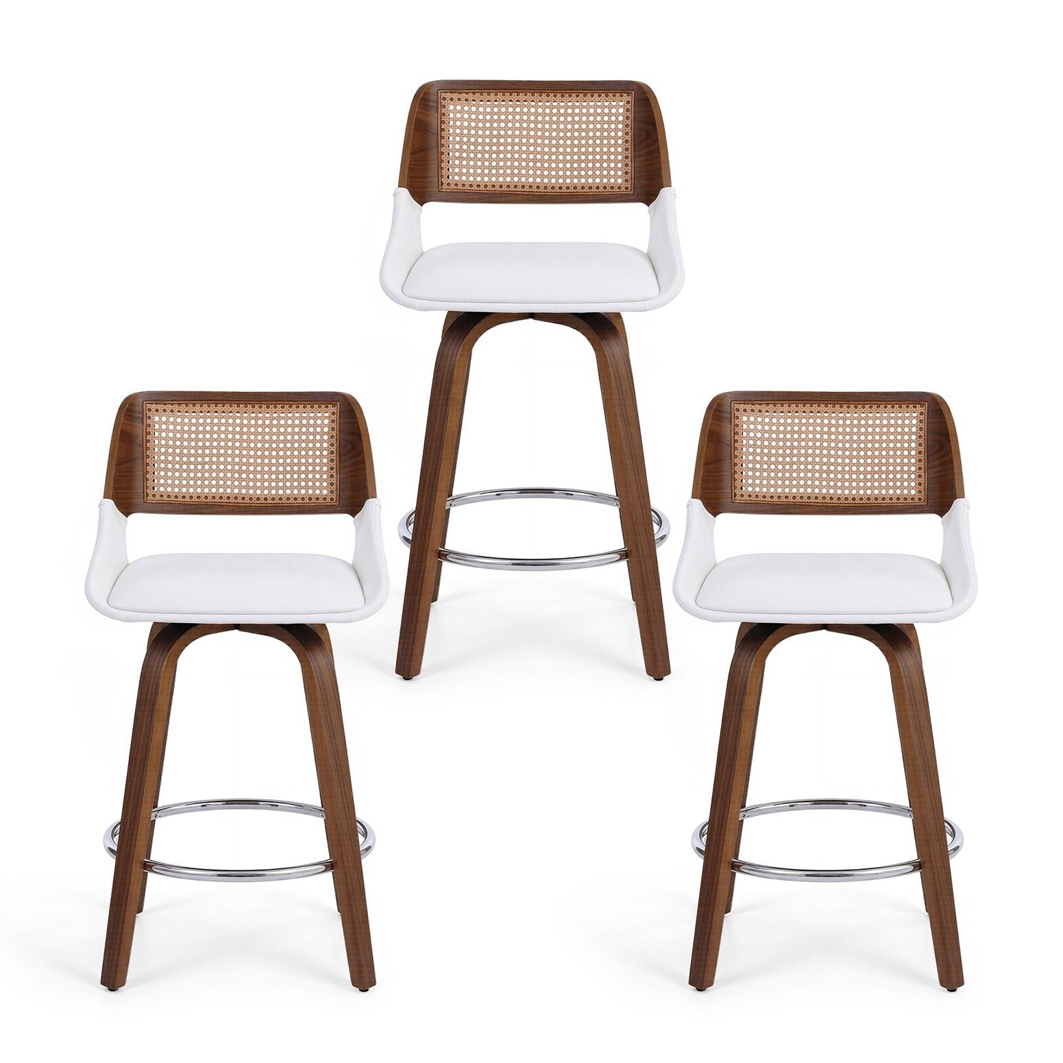 Artiss Wooden Bar Stools Set of 3 Swivel Kitchen Counter Stool Chair 60cm Seat Height Bedworld