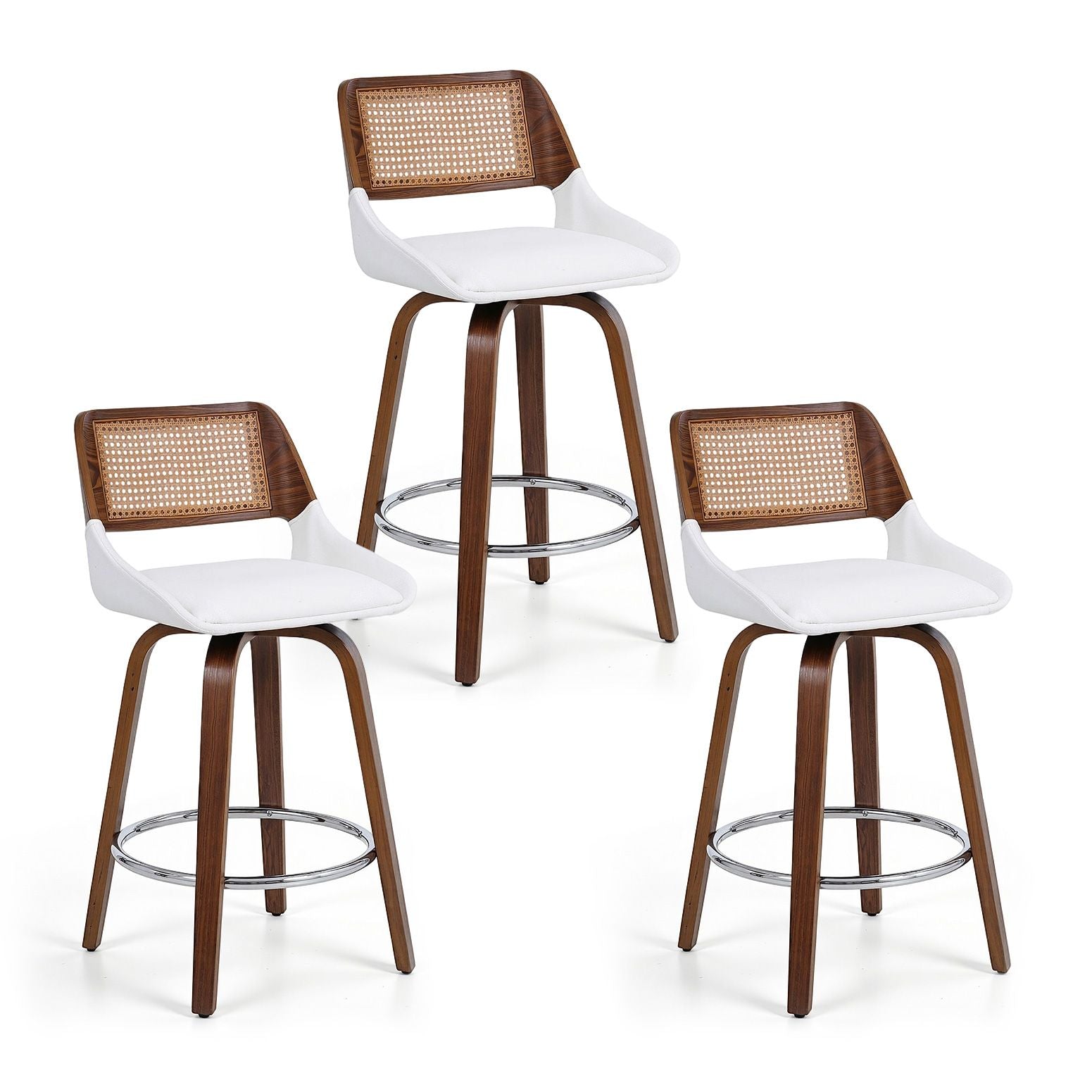 Artiss Wooden Bar Stools Set of 3 Swivel Kitchen Counter Stool Chair 60cm Seat Height Bedworld