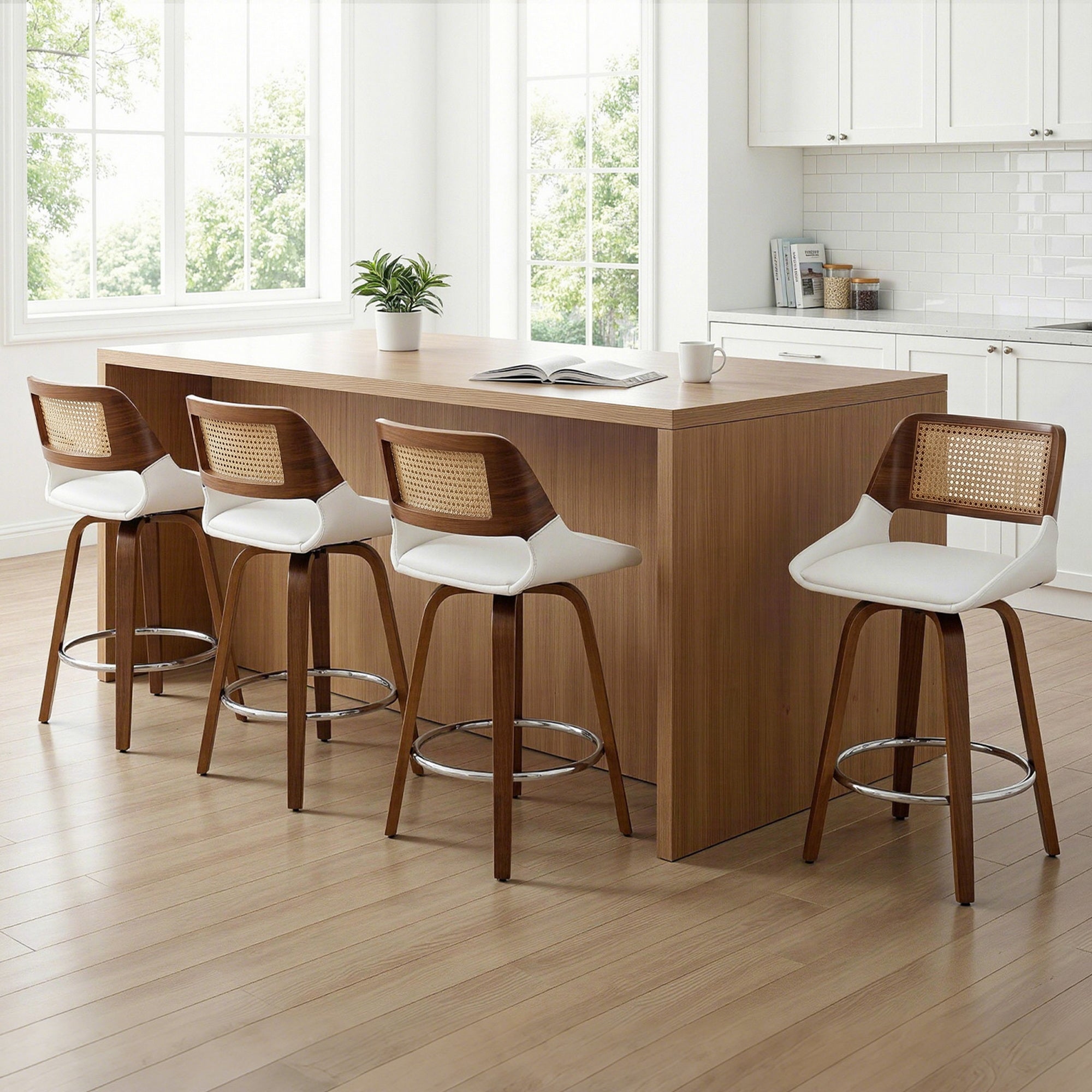 Artiss Wooden Bar Stools Set of 4 Swivel Kitchen Counter Stool Chair 60cm Seat Height