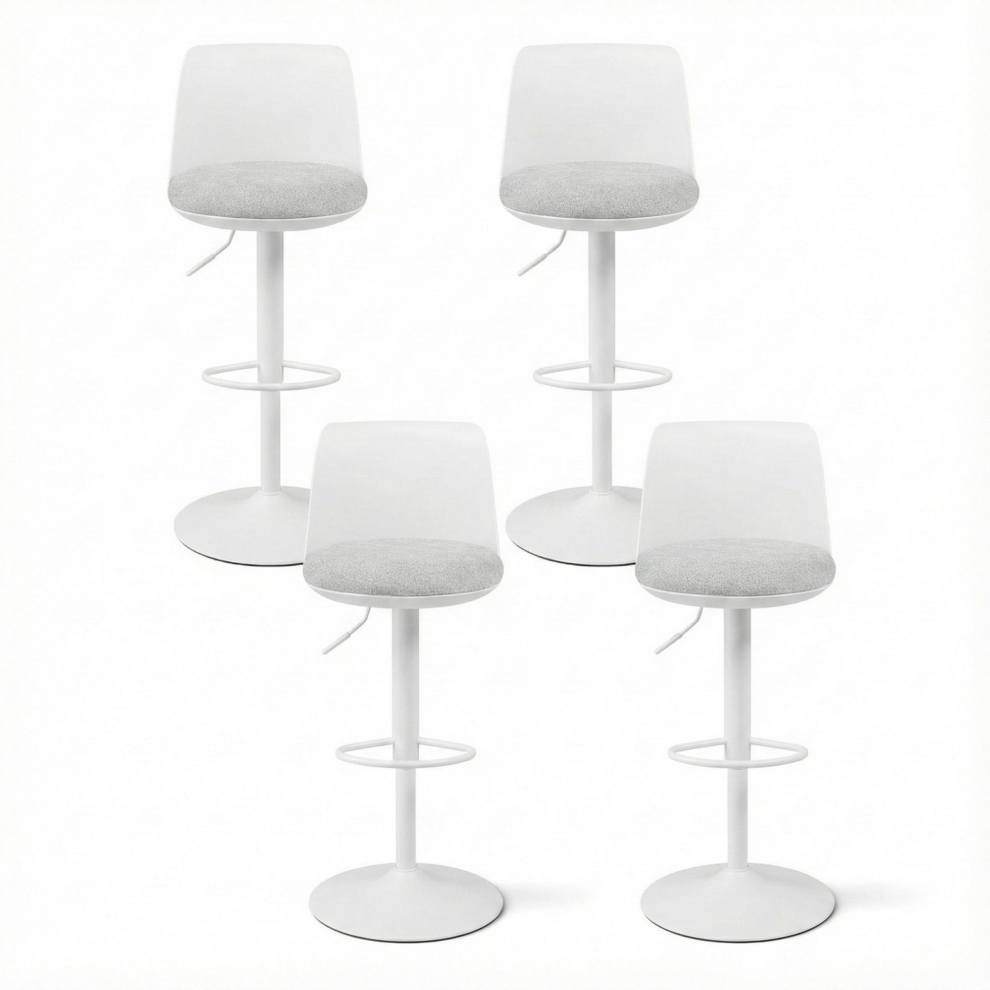 Artiss 4x Bar Stools Kitchen Swivel Gas Lift Counter Dining Chair Curved White