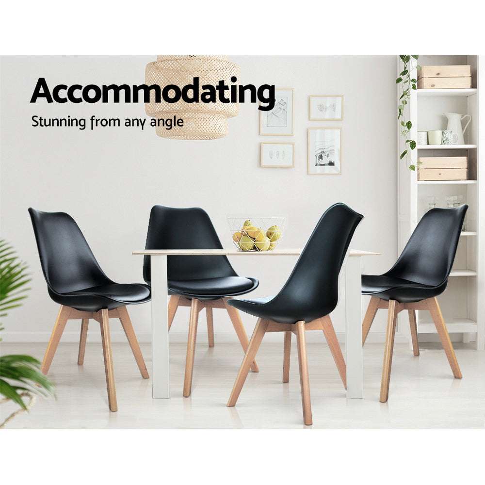 Artiss Dining Chairs Set of 4 Leather Plastic DSW Replica Wooden Black