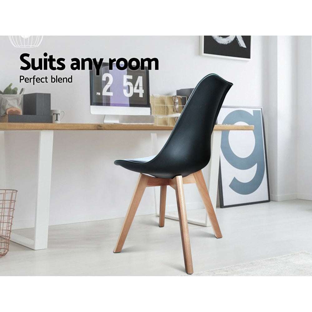 Artiss Dining Chairs Set of 4 Leather Plastic DSW Replica Wooden Black