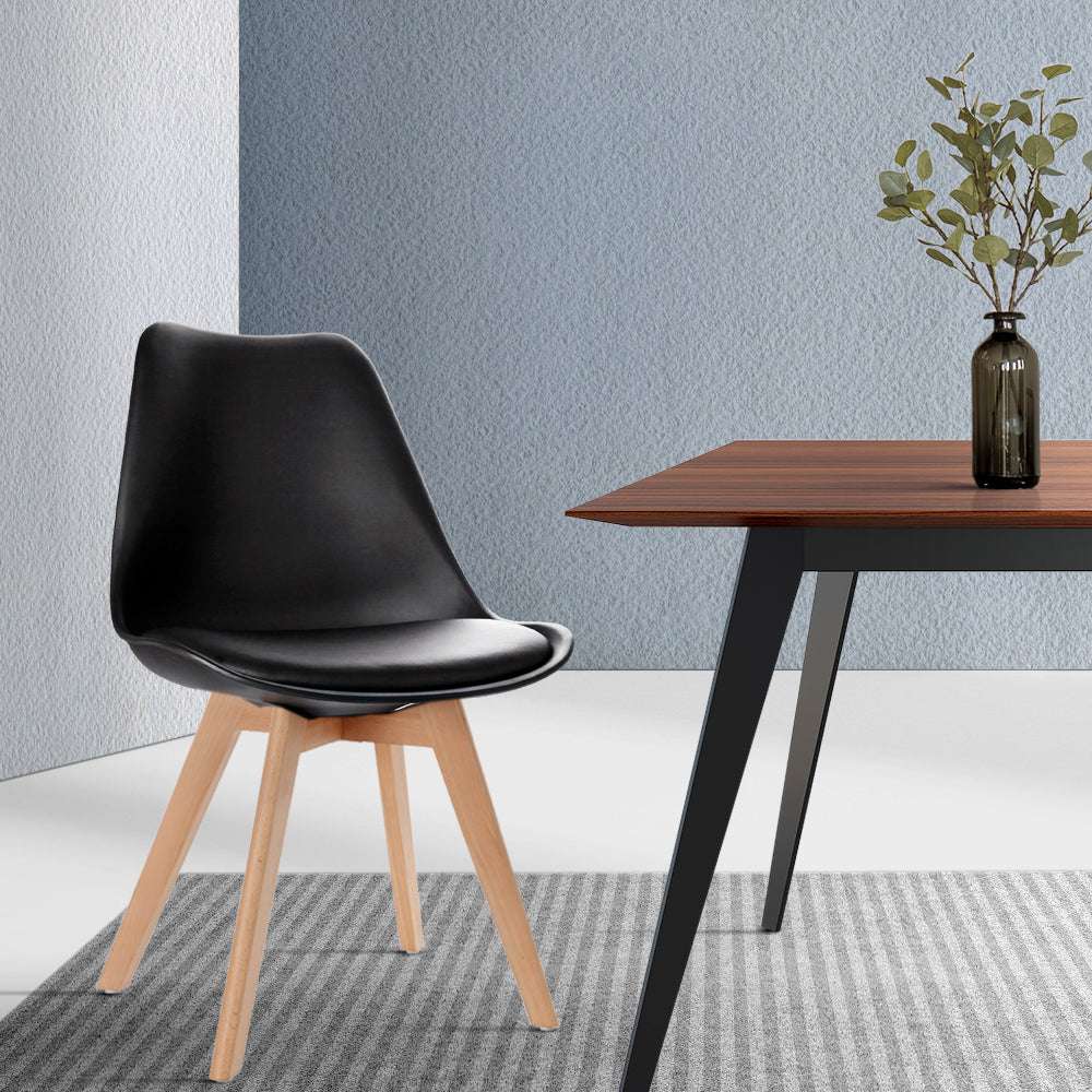 Artiss Dining Chairs Set of 4 Leather Plastic DSW Replica Wooden Black