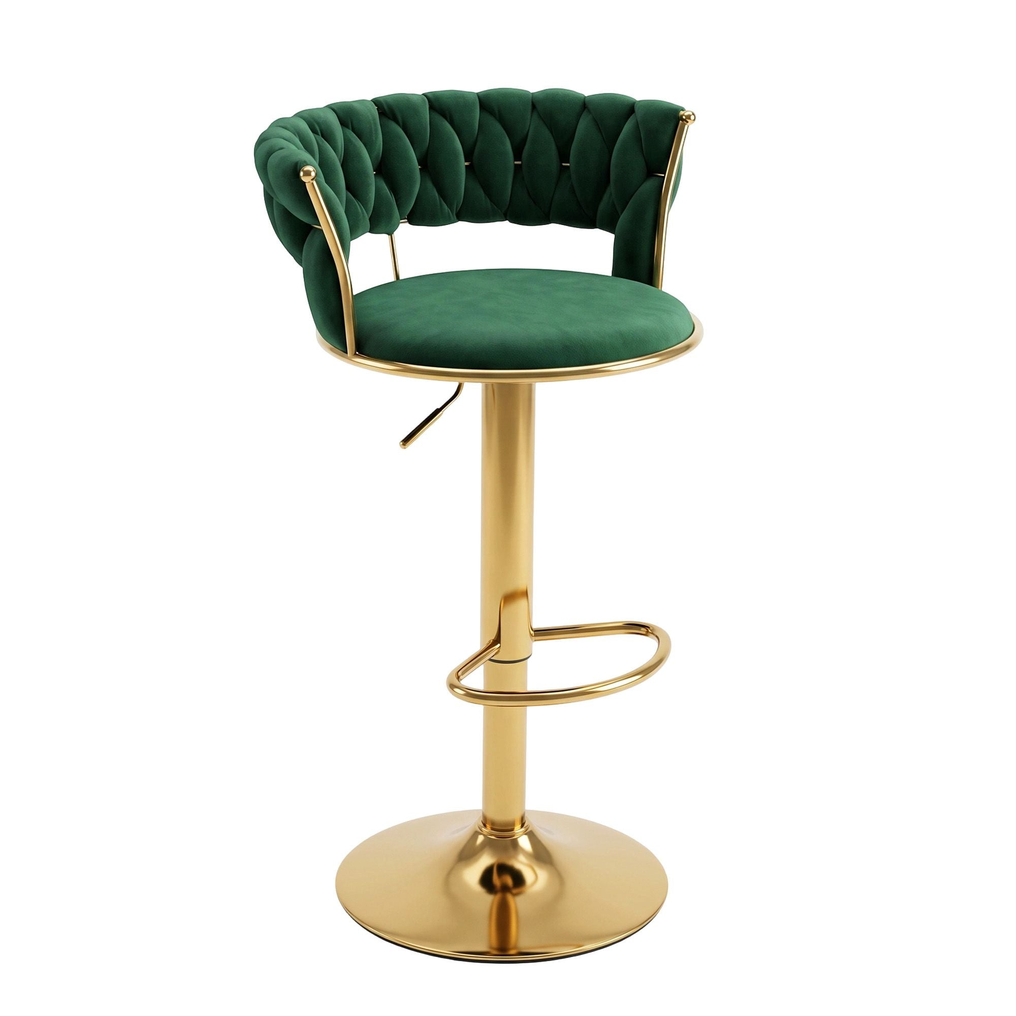 Artiss Bar Stool X1 Gas Lift Adjustable Velvet Woven Backrest Vivien Green Bedworld
