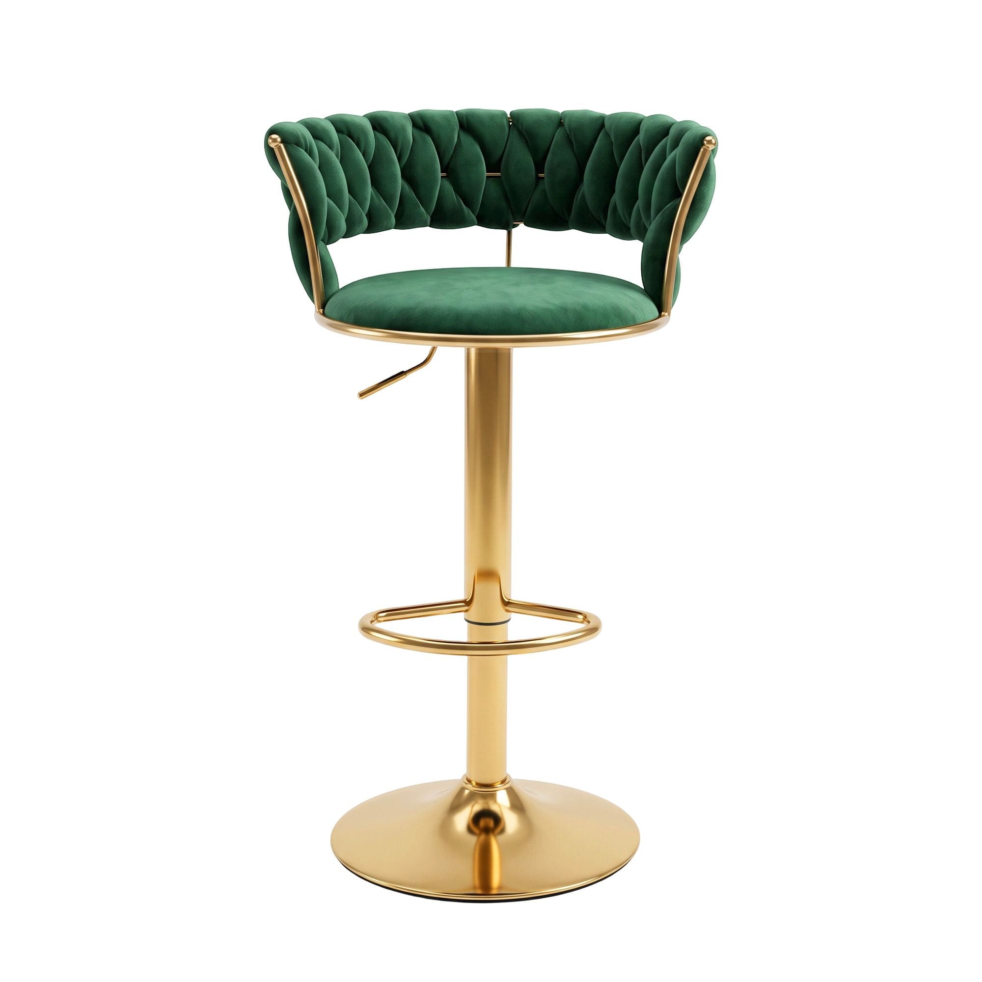 Artiss Bar Stool X1 Gas Lift Adjustable Velvet Woven Backrest Vivien Green Bedworld