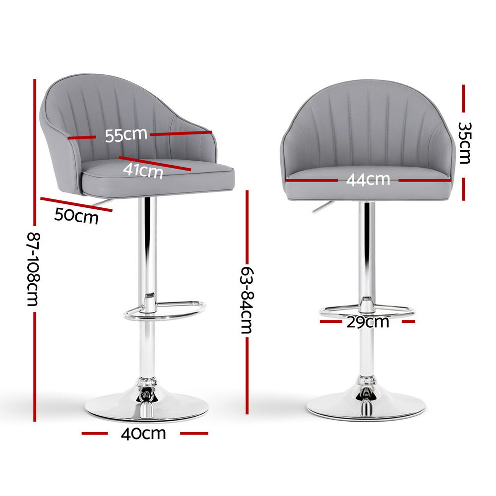 Artiss 4x Bar Stools Kitchen Swivel Gas Lift Counter Chair Shell Leather Grey Bedworld
