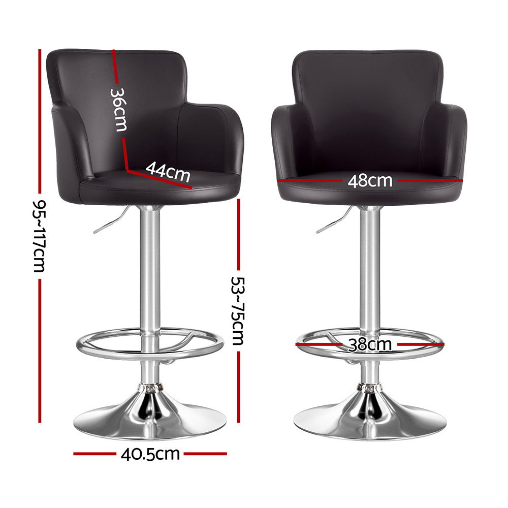 Artiss 1x Leather Bar Stools Swivel Adjustable Gas Lift PU Counter Chairs Brown Bedworld