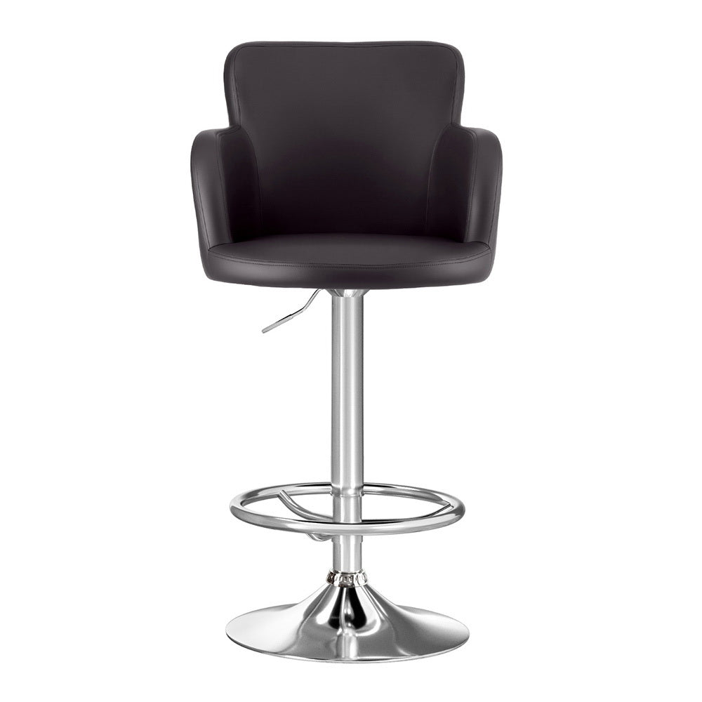 Artiss 1x Leather Bar Stools Swivel Adjustable Gas Lift PU Counter Chairs Brown Bedworld