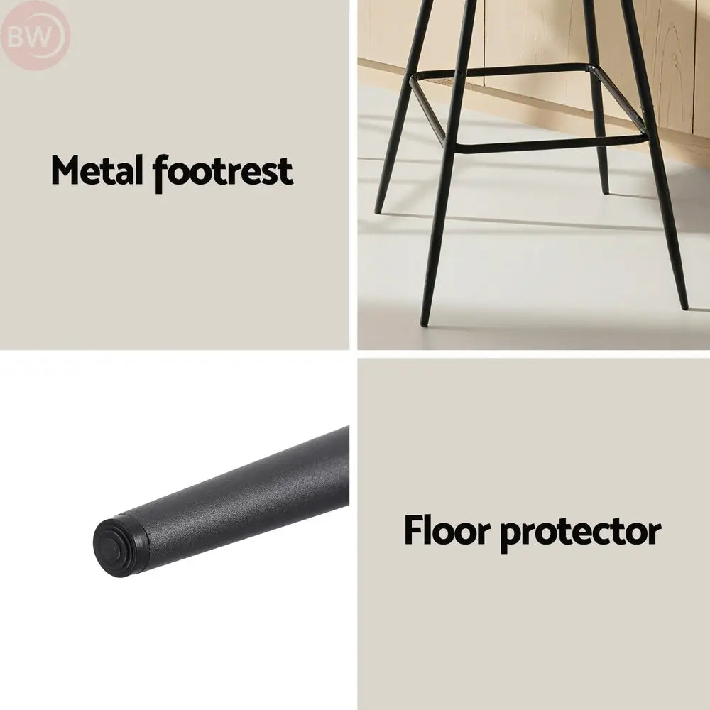 Black bar stool base with metal footrest and floor protectors on legs
