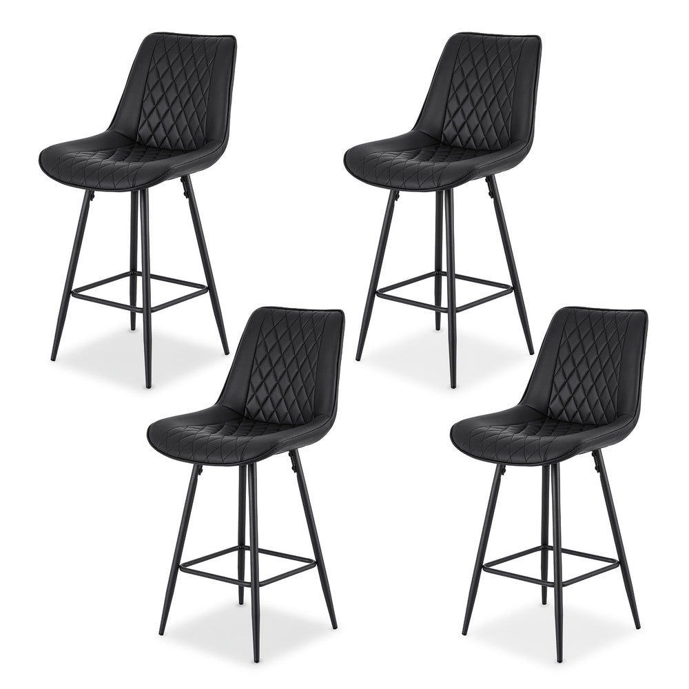 Artiss 4x Bar Stools Kitchen Dining Chair Counter Stool Diamond PU Leather Black Bedworld