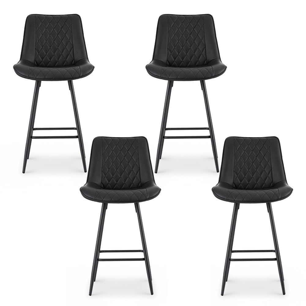 Artiss 4x Bar Stools Kitchen Dining Chair Counter Stool Diamond PU Leather Black Bedworld