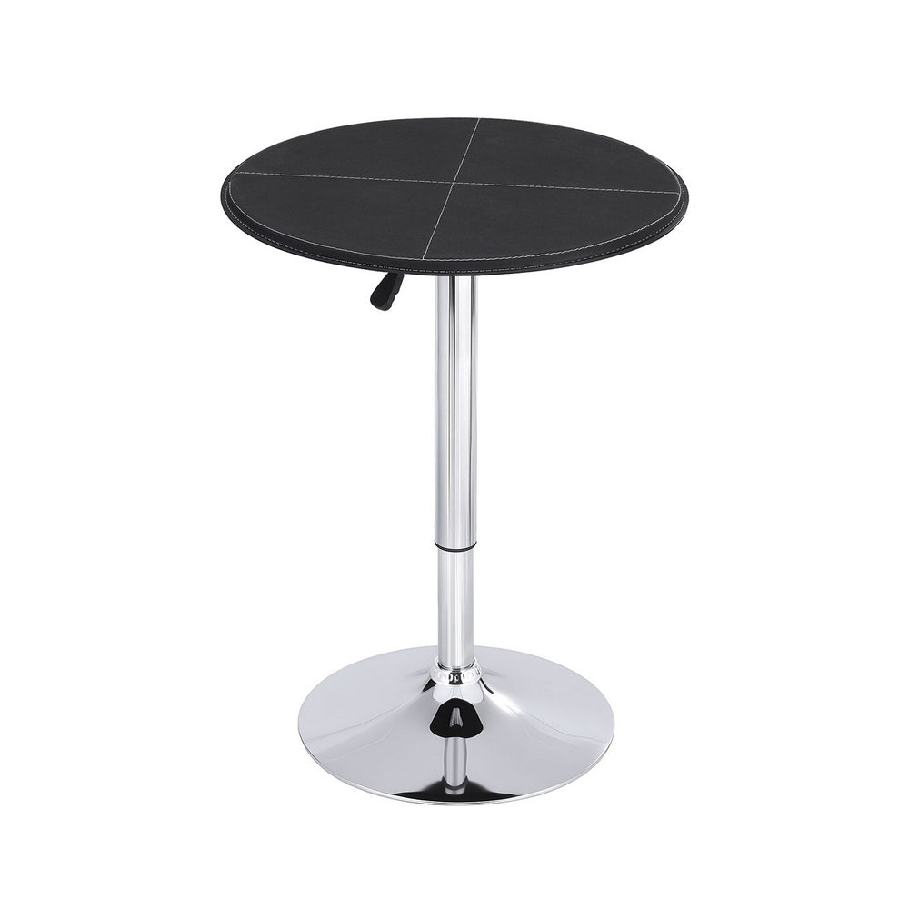 Artiss Bar Table Round Swivel Height Adjustable 62cm Modern PVC Leather Black