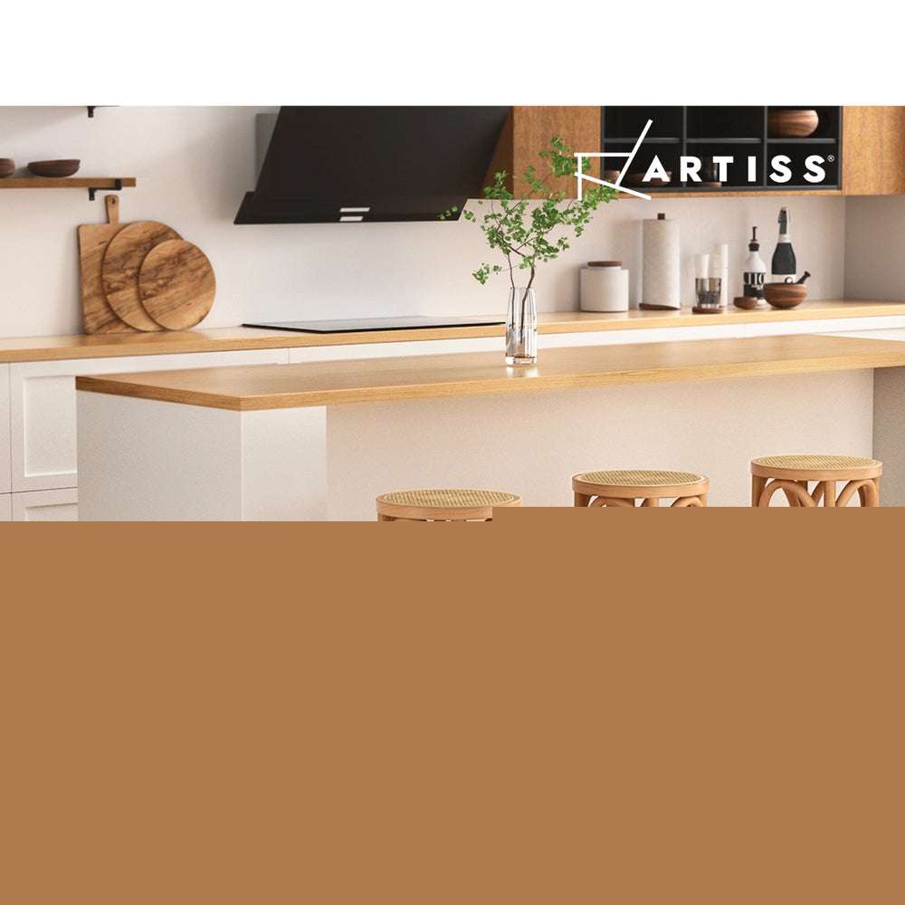 Artiss 2x Bar Stoosl Rattan Seat Wooden