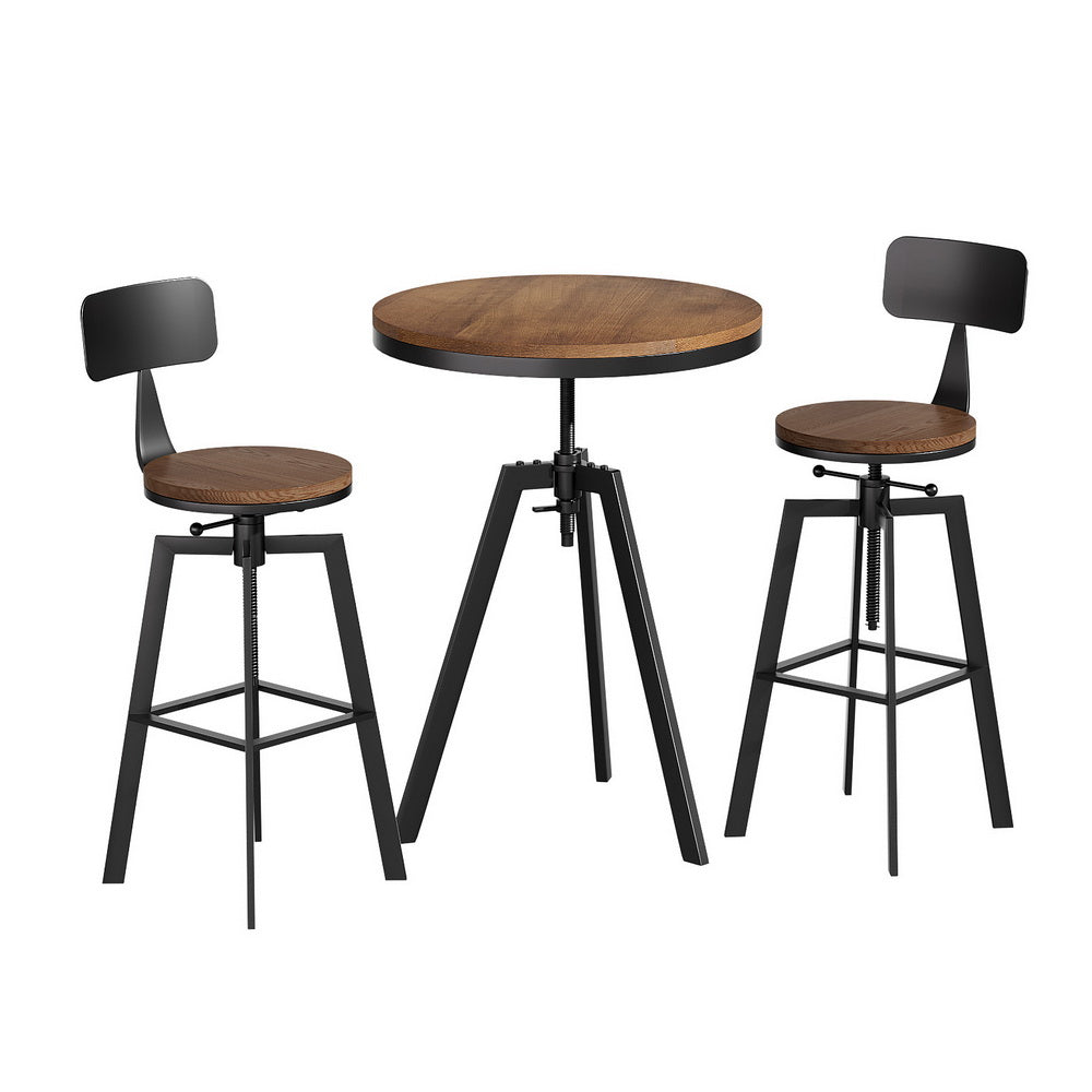 Artiss Bar Table and Stools Set Dining Desk Industrial Kitchen Chairs Cafe Pub
