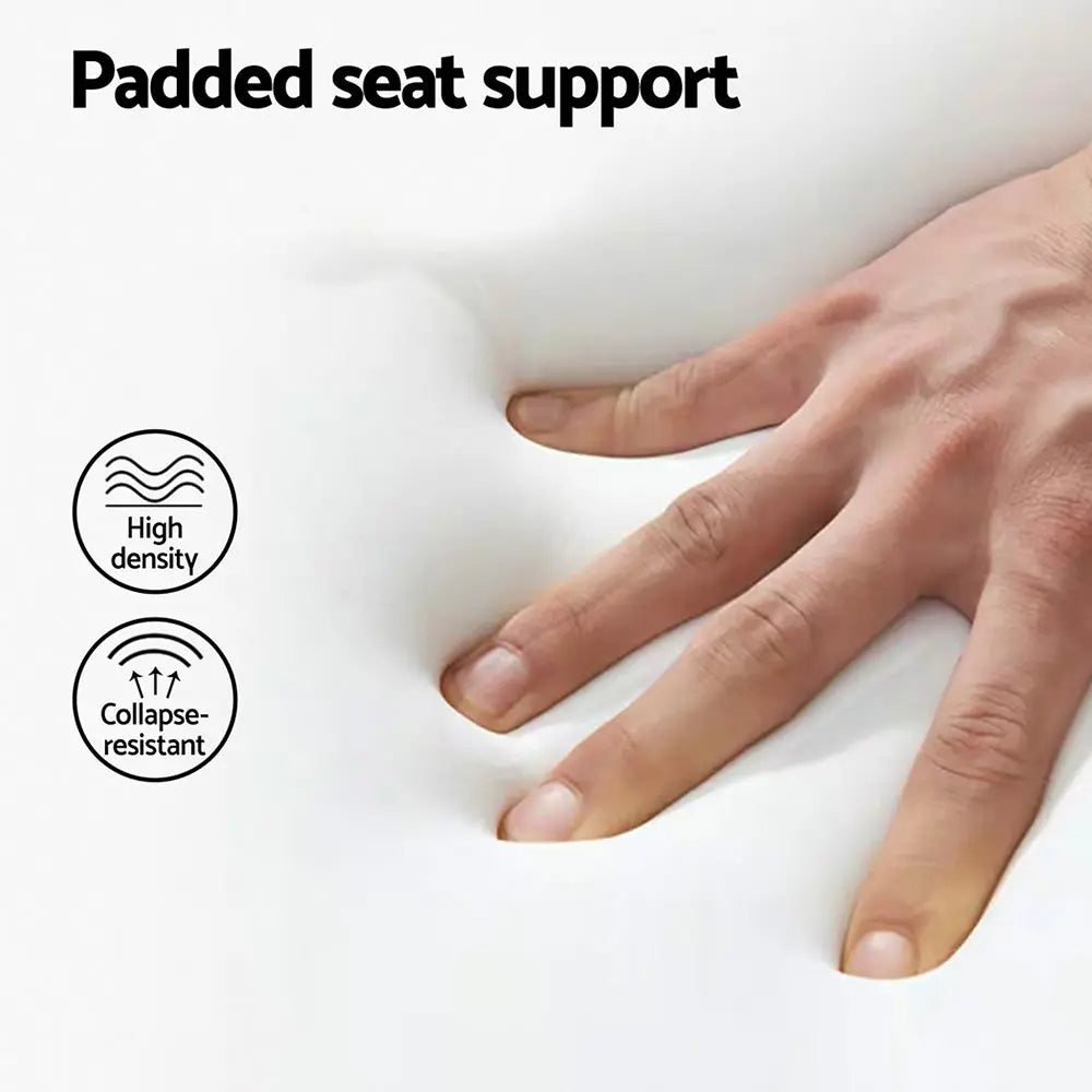 White padded bar stool seat with high-density foam support
