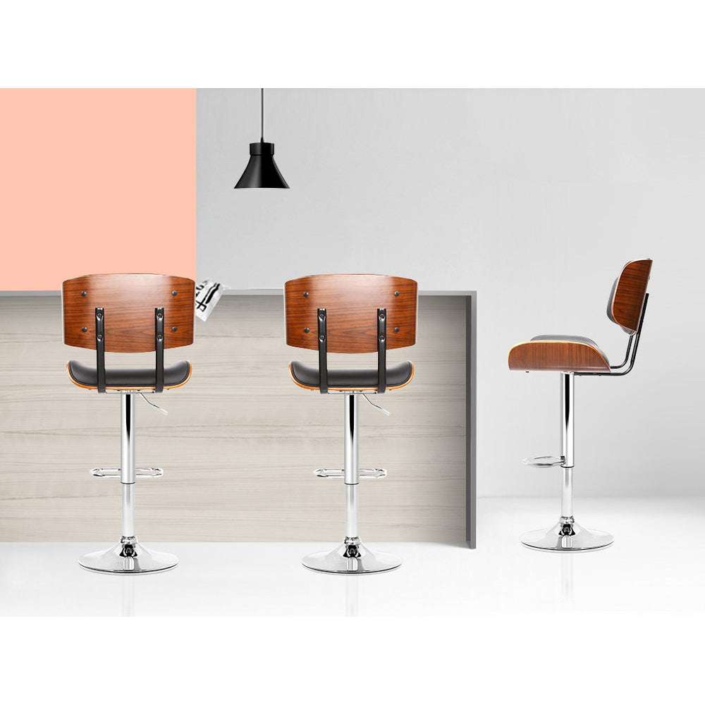 Artiss 2x Bar Stools Gas Lift Leather Black