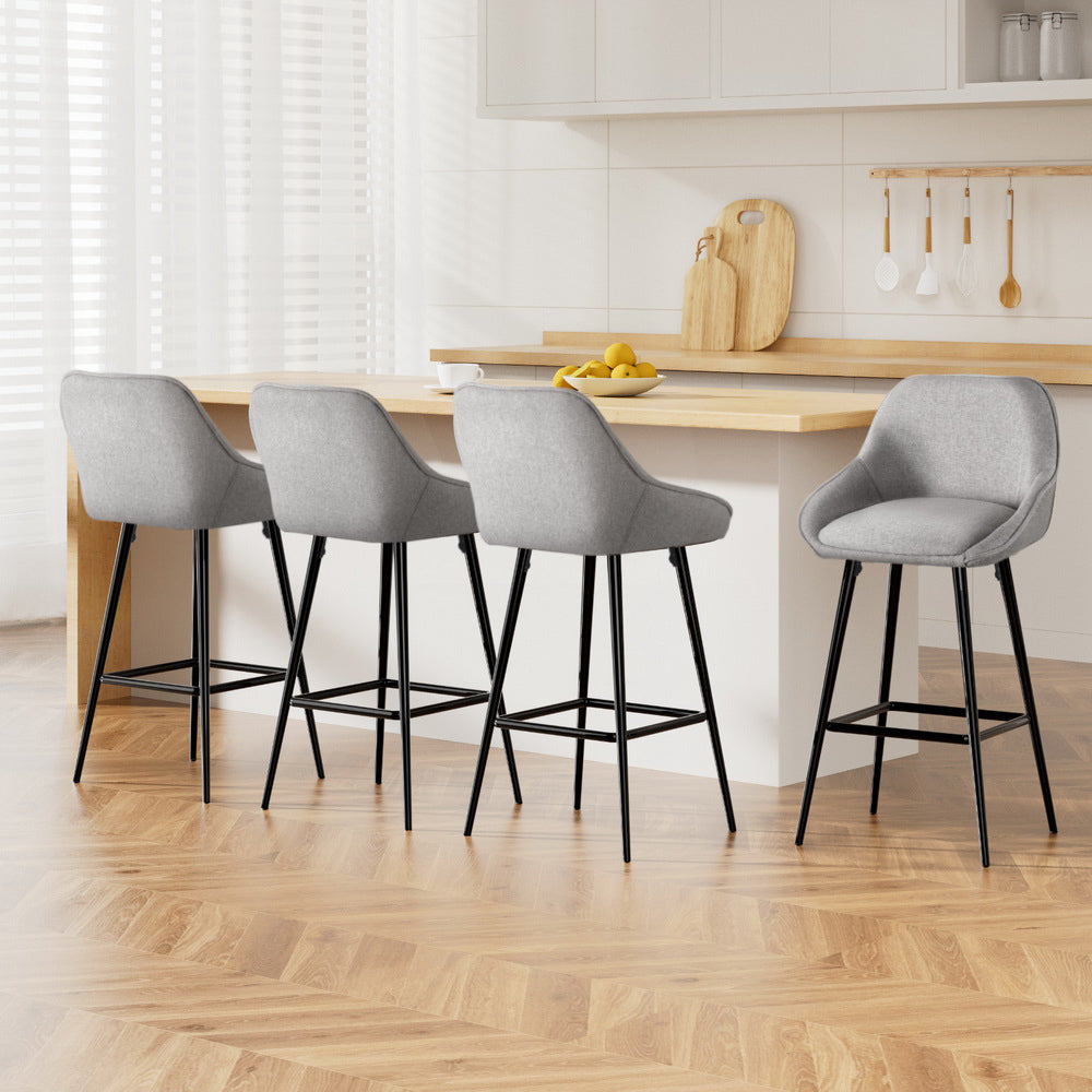Artiss 4x Bar Stools Upholstered Stool Counter Seat Kitchen Dining Chairs