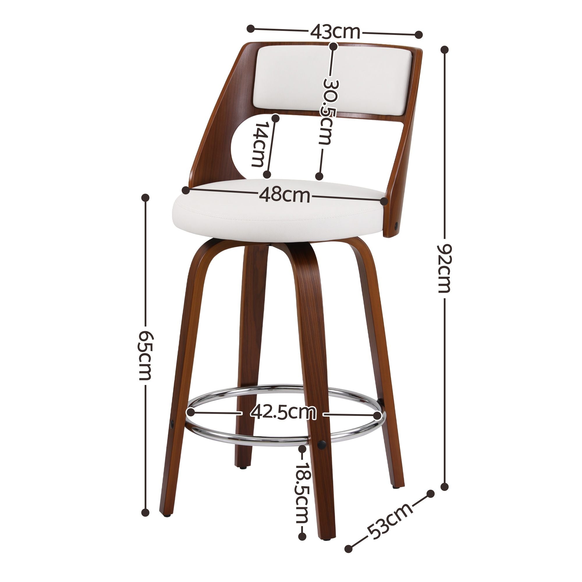 Artiss Wooden Bar Stools Set of 2 Swivel Kitchen Counter Stools Chair 65cm Bedworld