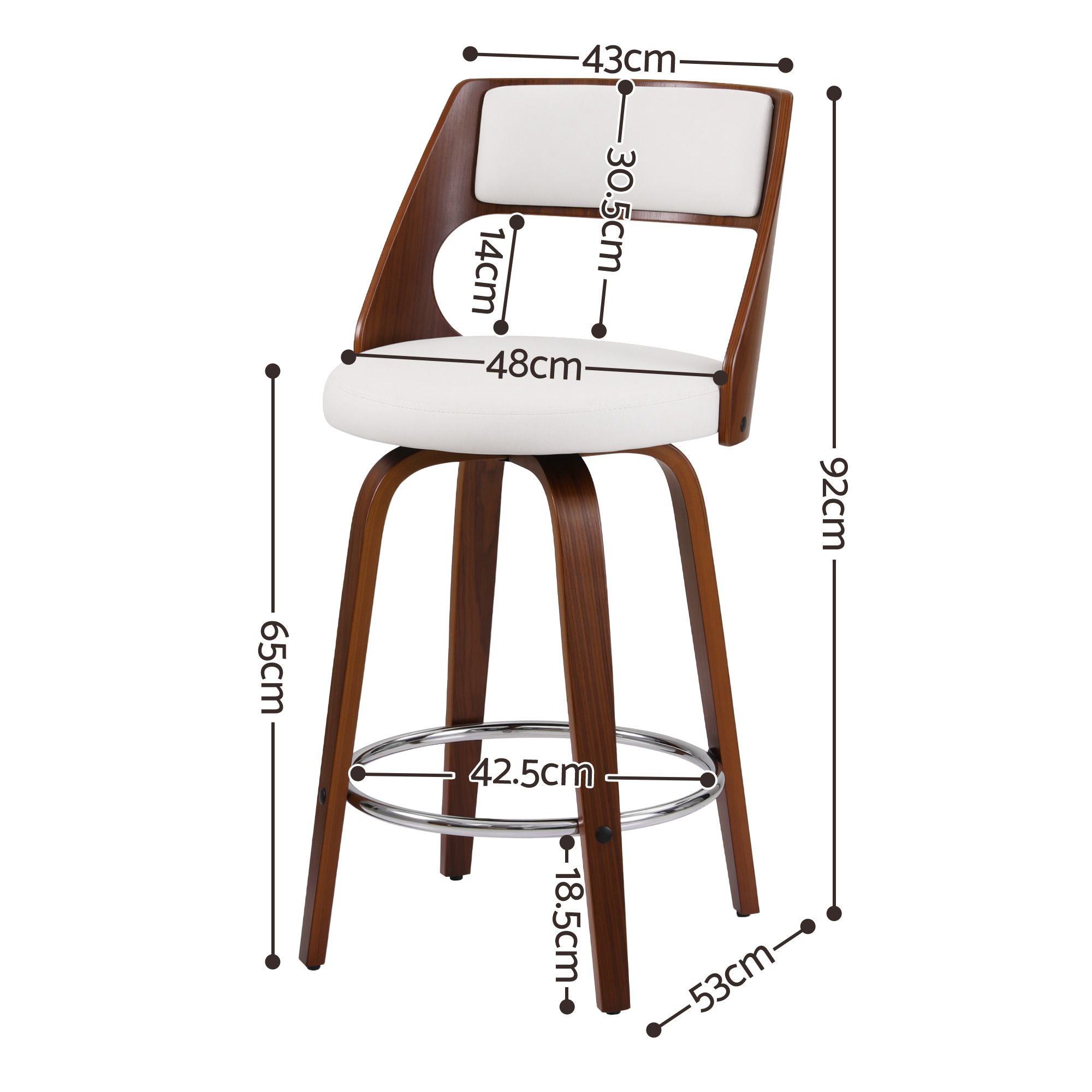 Artiss Wooden Bar Stools Set of 4 Swivel Kitchen Counter Stools Chair 65cm Bedworld
