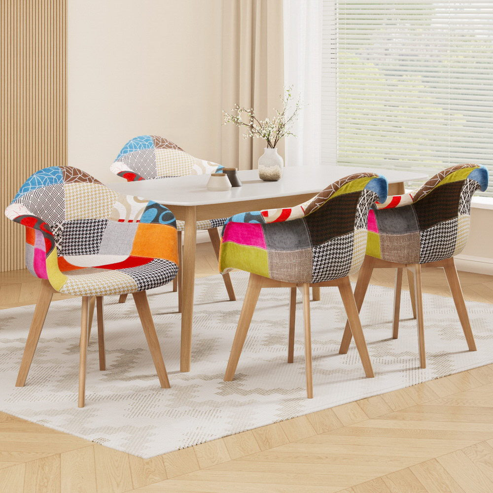 Artiss Dining Chairs Set of 4 Fabric Retro Replica DSW Bedworld
