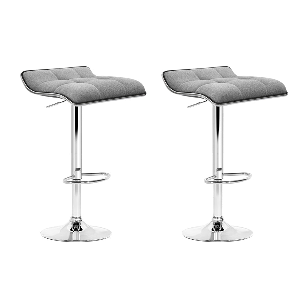 Artiss 2x Bar Stools Linen Padded Gas Lift
