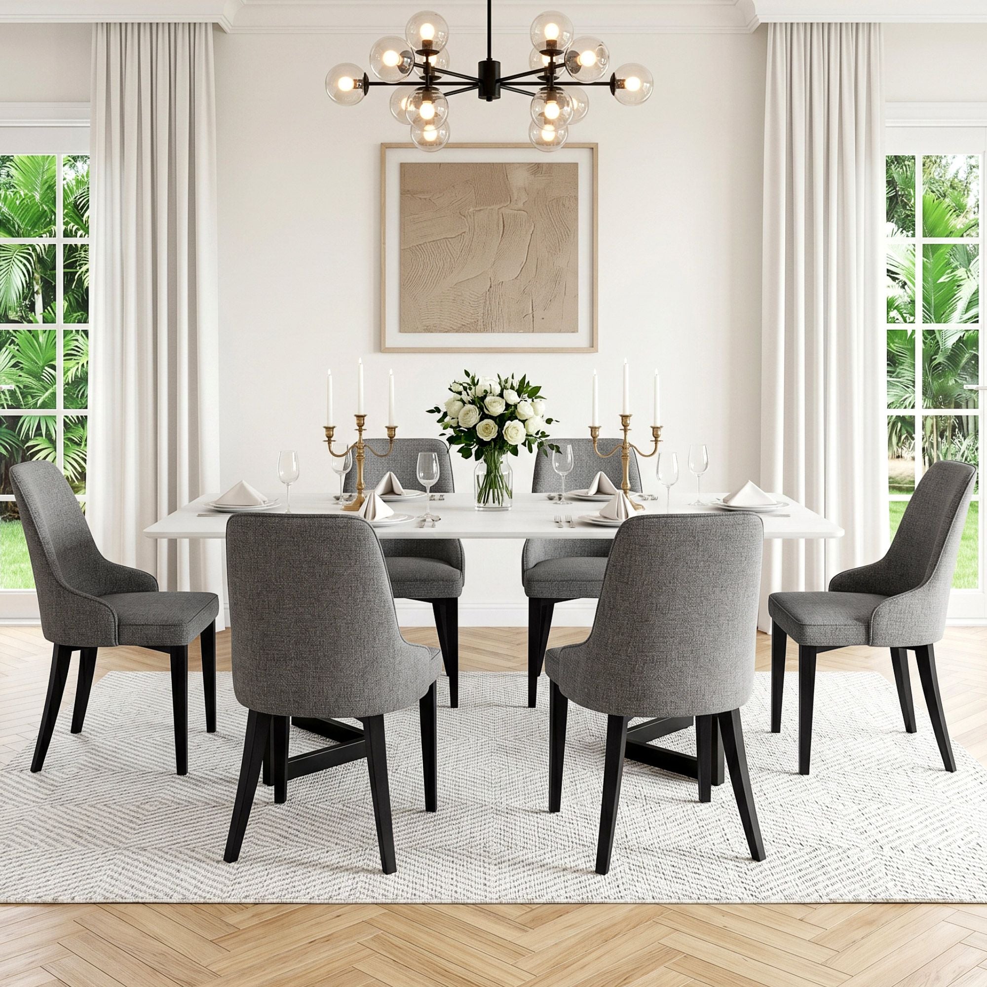 Artiss Dining Chairs Set of 6 Linen Fabric Grey Bedworld