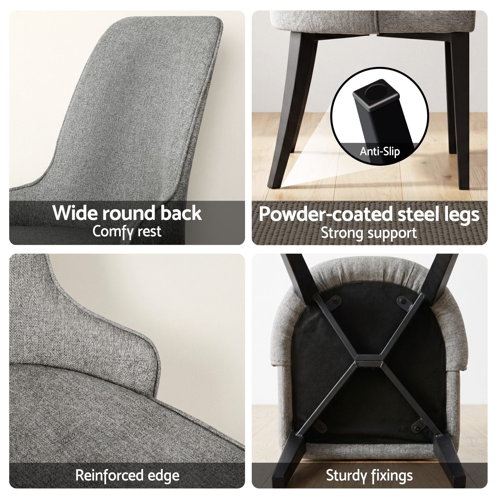 Artiss Dining Chairs Set of 6 Linen Fabric Grey Bedworld
