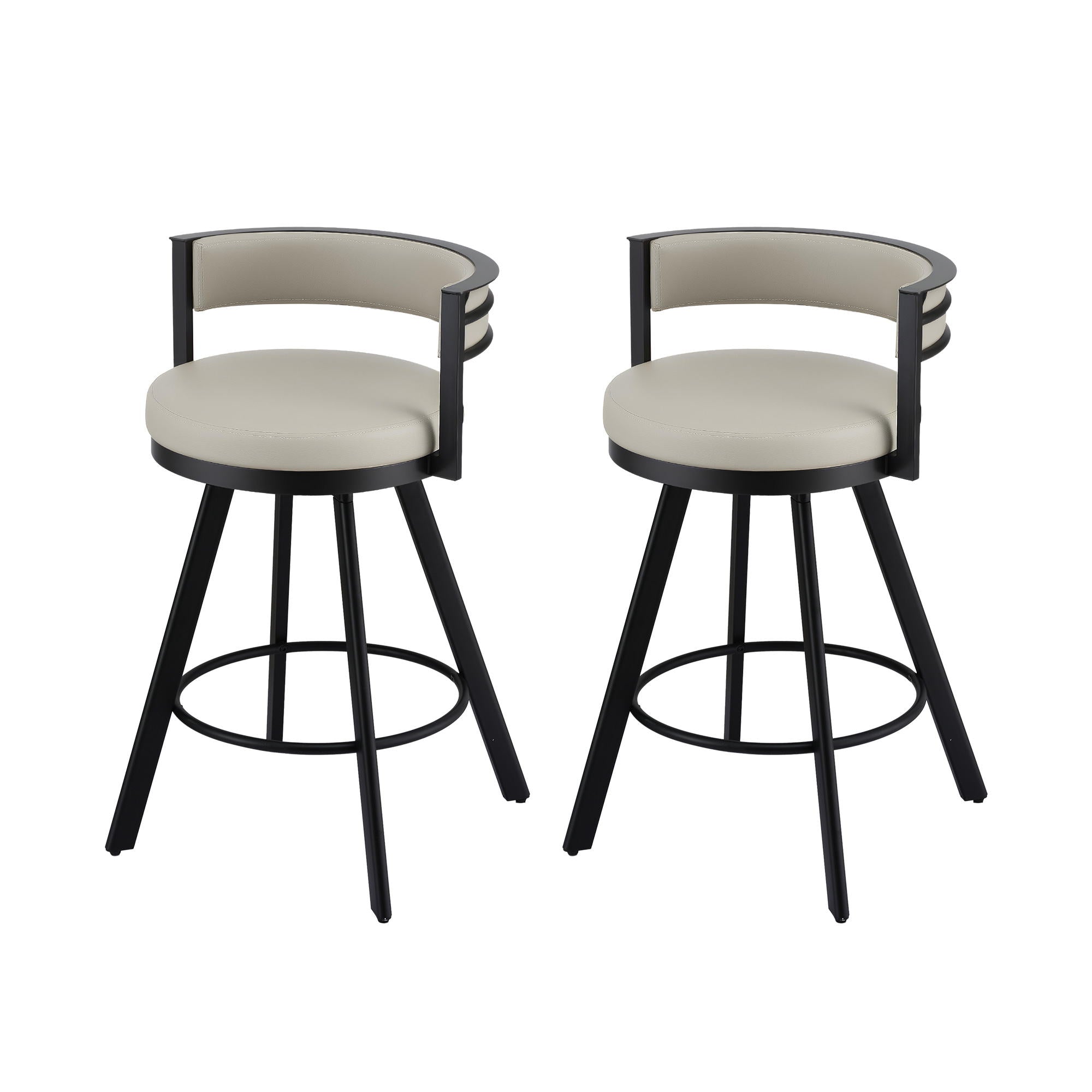 Artiss Bar Stools Set of 2 Swivel Kitchen Chair Metal Counter Beige Leather Bedworld