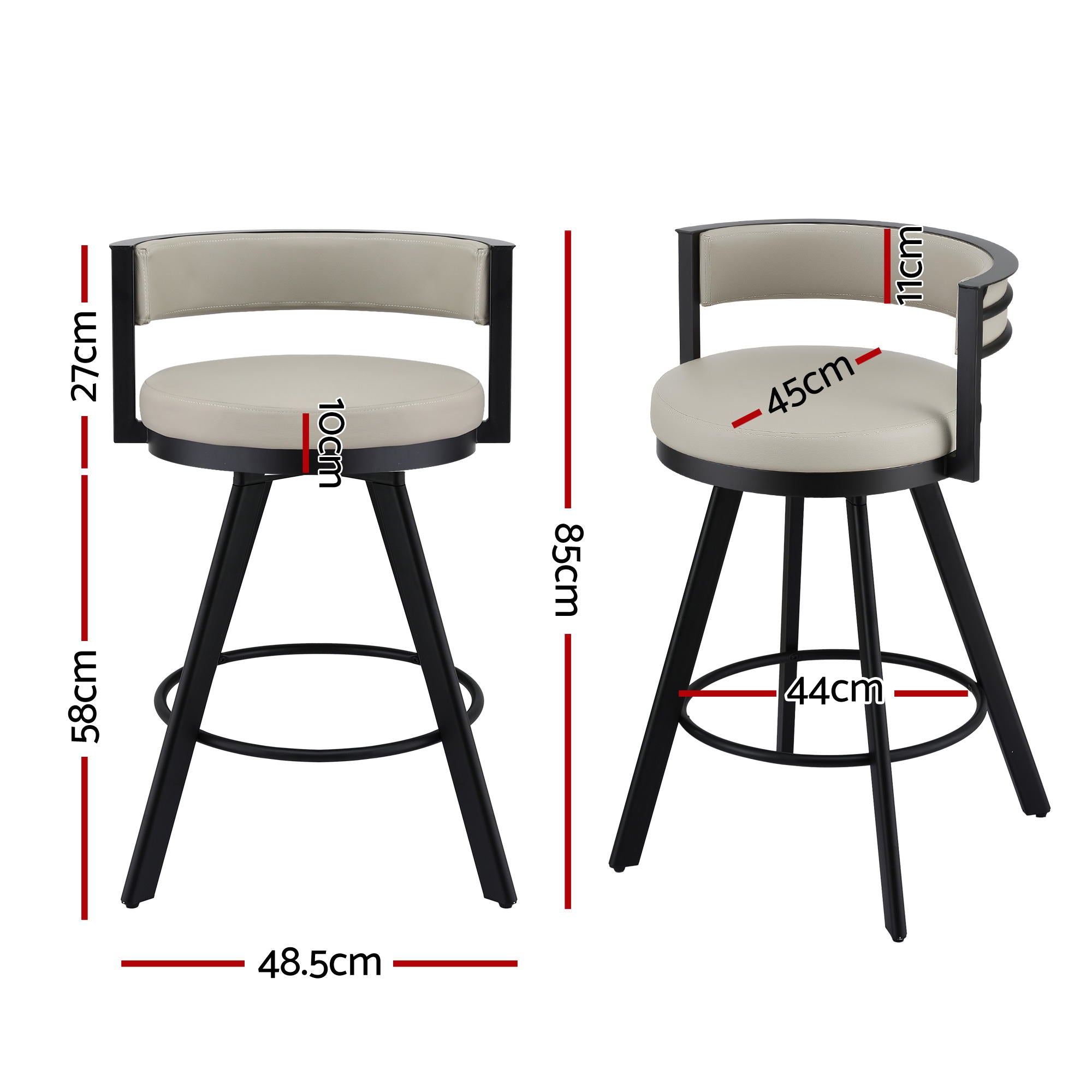 Artiss Bar Stools Set of 2 Swivel Kitchen Chair Metal Counter Beige Leather Bedworld