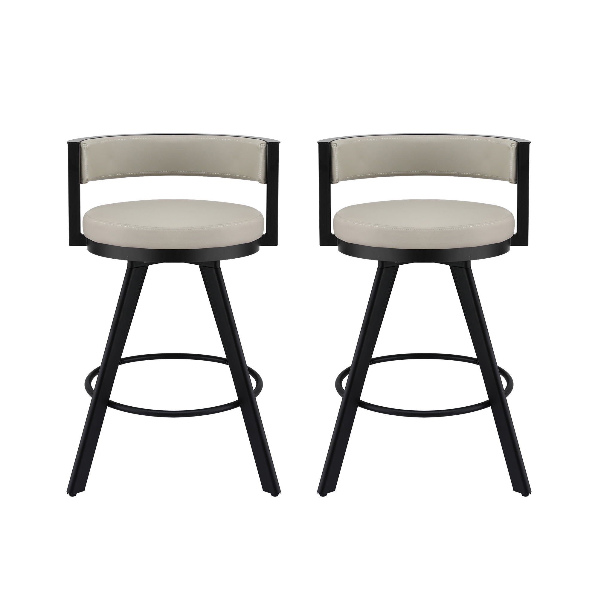 Artiss Bar Stools Set of 2 Swivel Kitchen Chair Metal Counter Beige Leather Bedworld