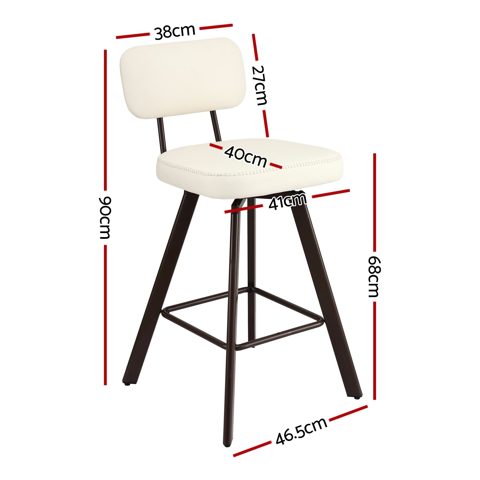 Artiss Bar Stools Set of 2 Swivel Counter 68cm Height Stools w/ Padded Backrest Beige Bedworld