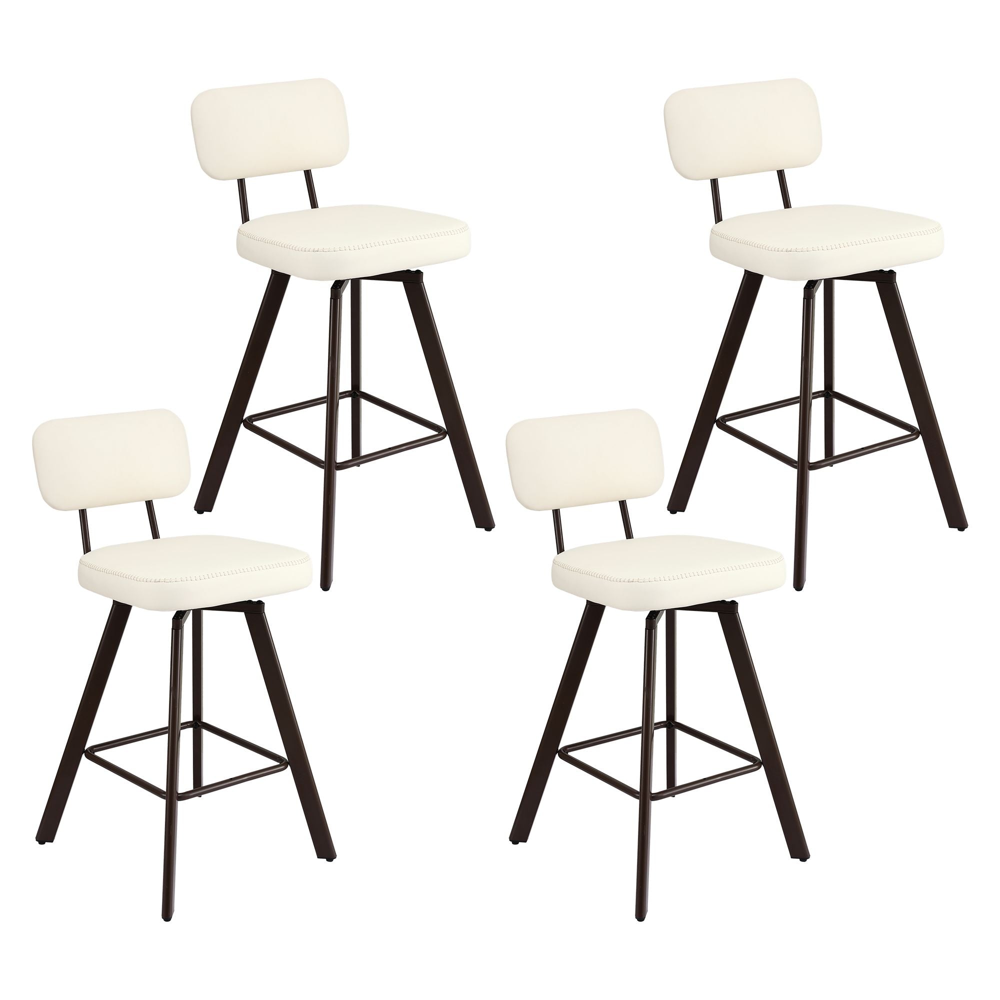 Artiss Bar Stools Set of 4 Swivel Counter 68cm Height Stools w/ Padded Backrest Beige Bedworld