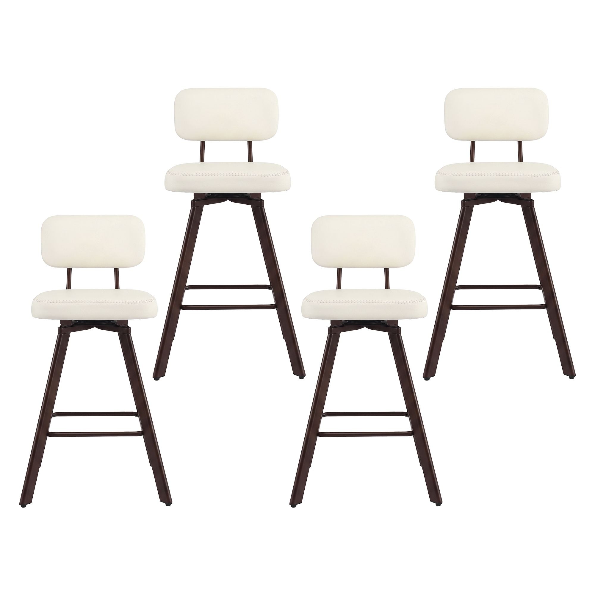 Artiss Bar Stools Set of 4 Swivel Counter 68cm Height Stools w/ Padded Backrest Beige Bedworld