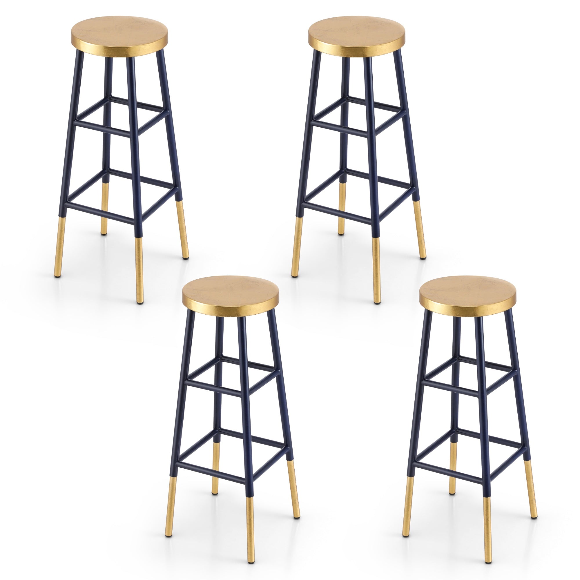 Artiss 4x Bar Stools Metal Gold Navy