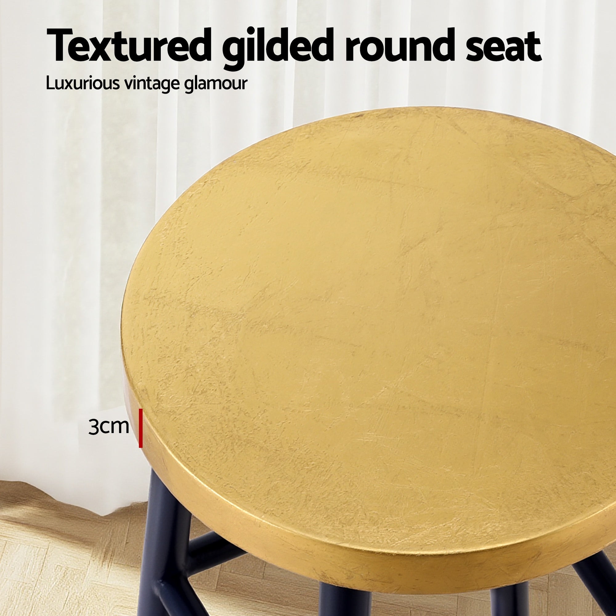 Artiss 4x Bar Stools Metal Gold Navy