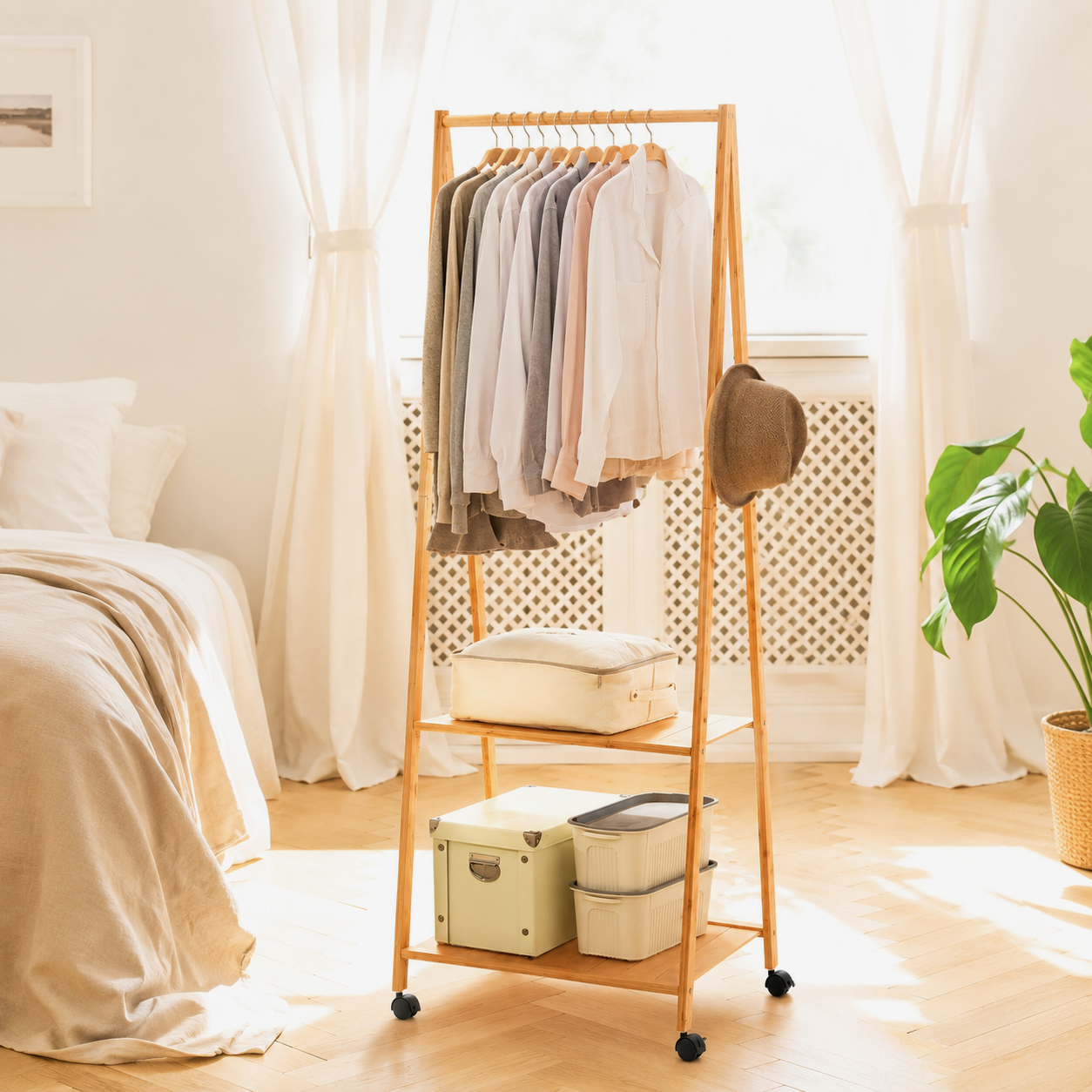 Artiss Clothes Rack Airer Coat Stand 165x59cm Wheels Bedworld
