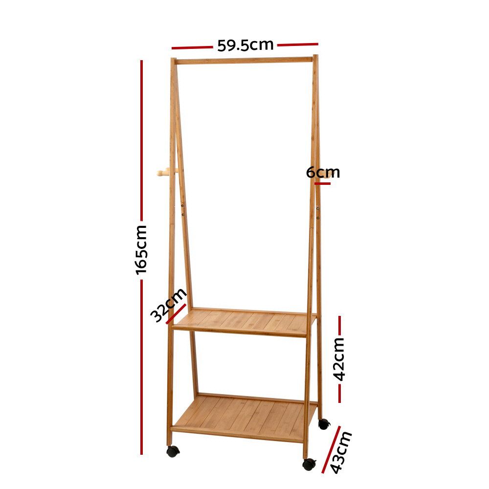 Artiss Clothes Rack Airer Coat Stand 165x59cm Wheels Bedworld