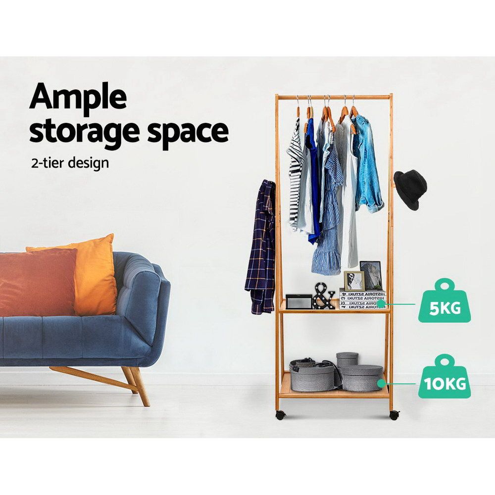 Artiss Clothes Rack Airer Coat Stand 165x59cm Wheels Bedworld