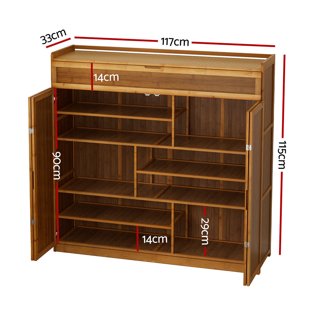 Artiss Shoe Rack Cabinet 30 Pairs Storage Cupboard Bamboo Bedworld