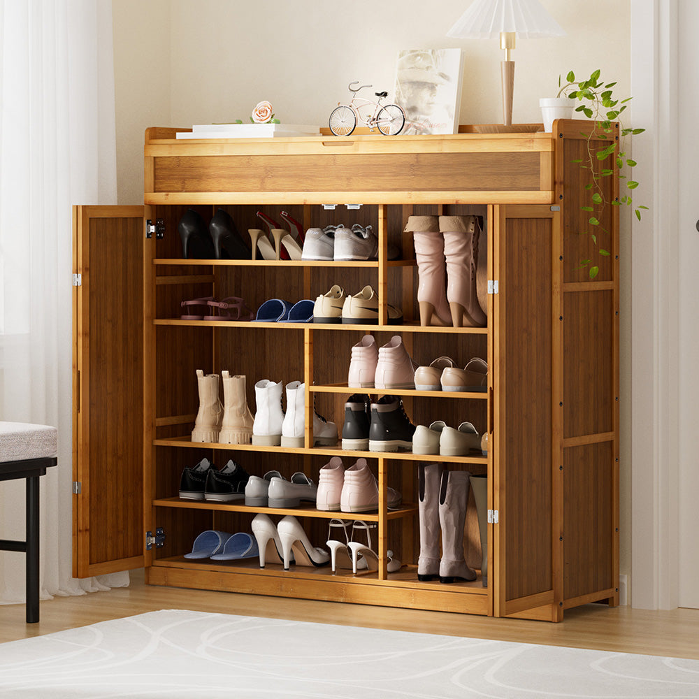 Artiss Shoe Rack Cabinet 30 Pairs Storage Cupboard Bamboo Bedworld