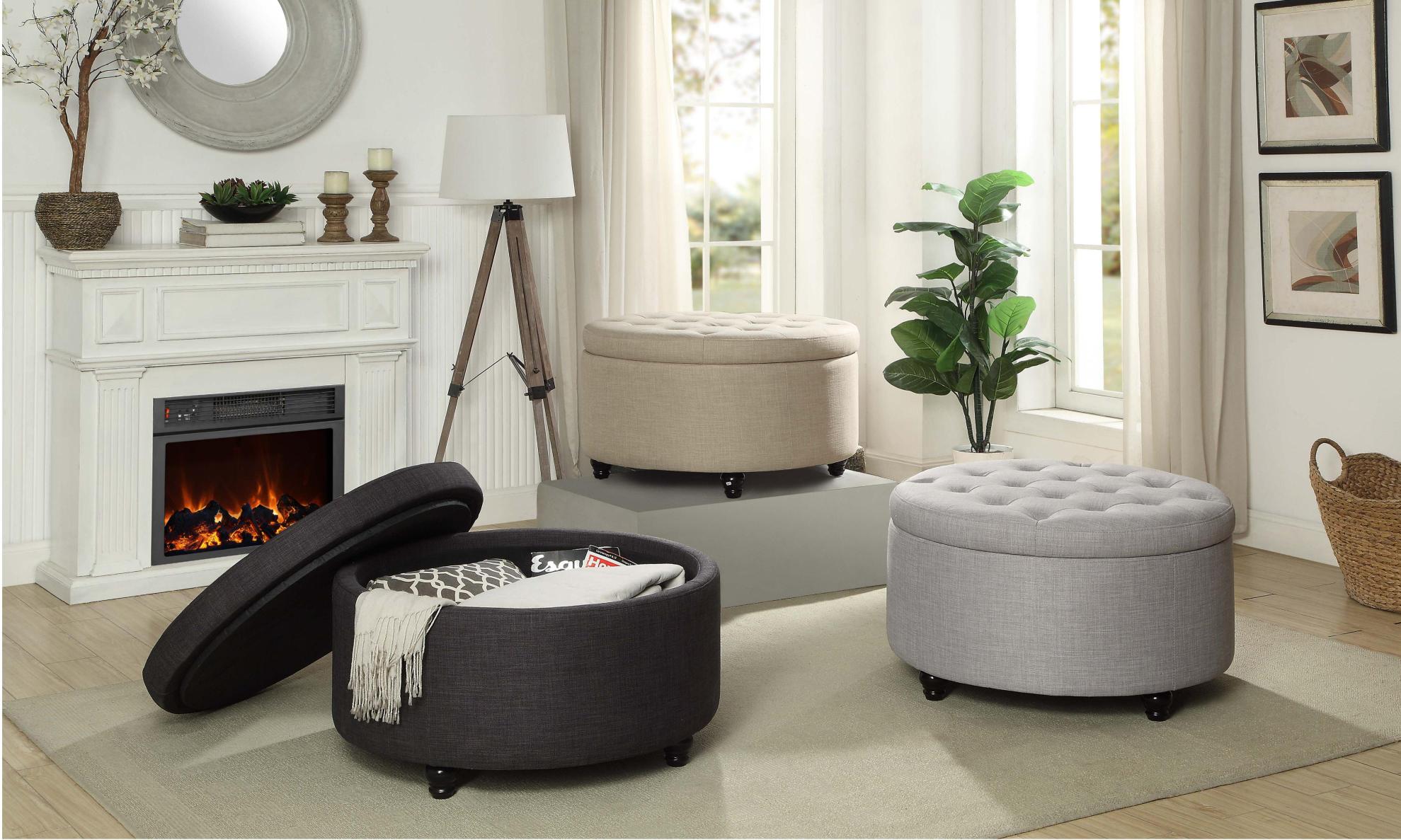 Baron Round Storage Ottoman 