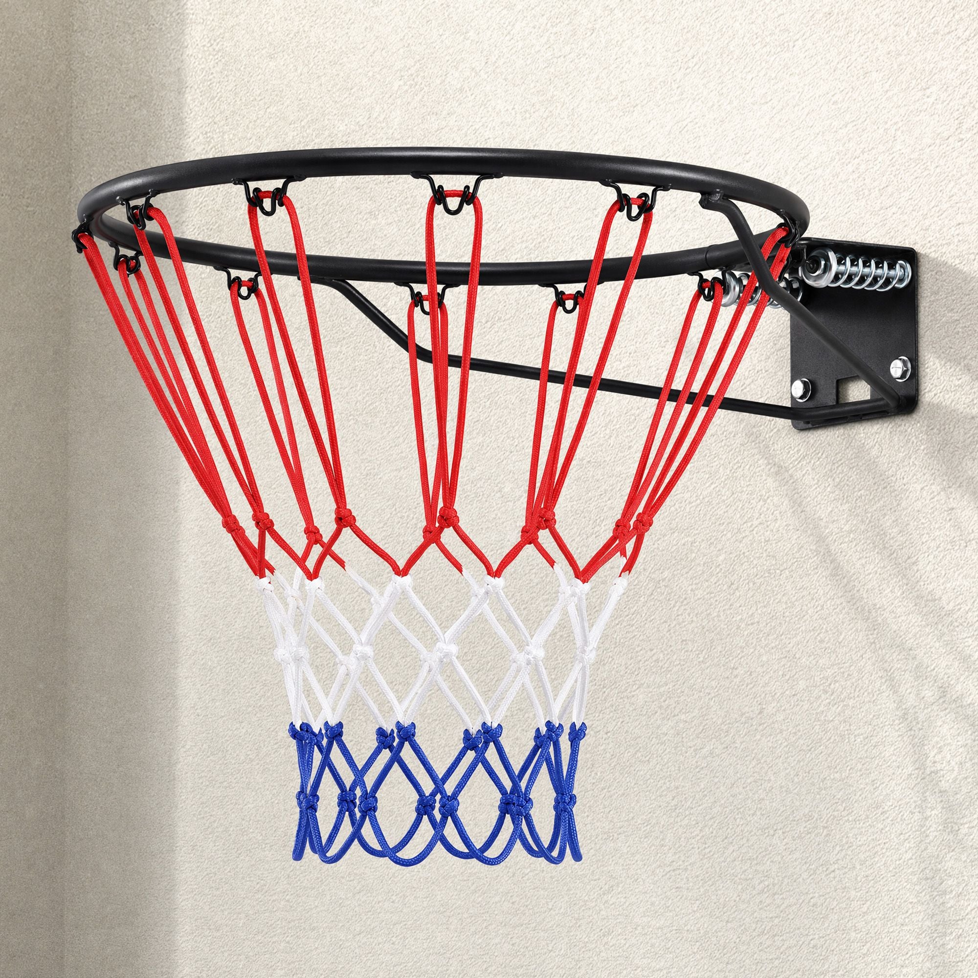 Everfit Basketball Hoop Ring 45cm Wall Mounted Steel Rim with Net and Twin Springs for Outdoor Practice Black Bedworld
