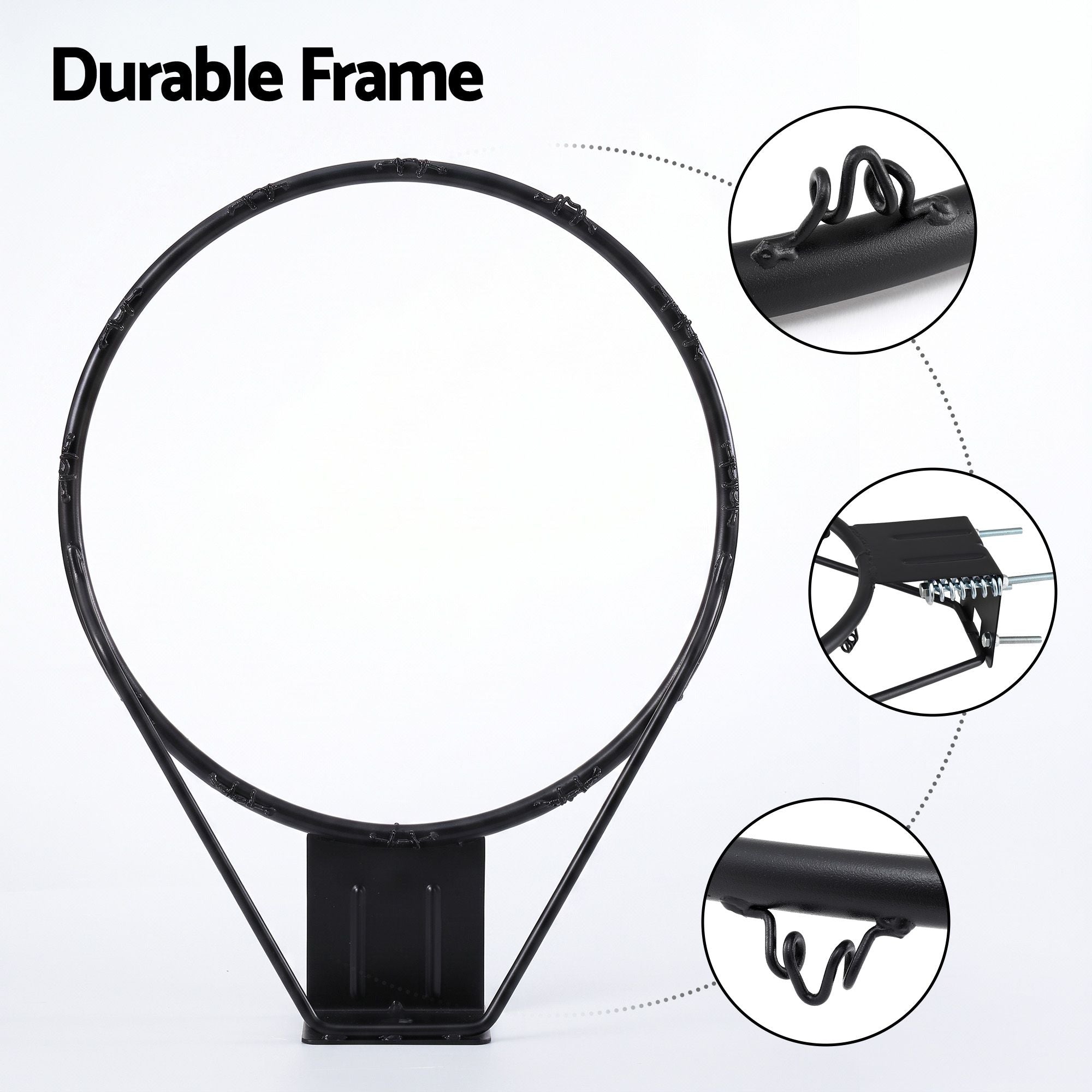 Everfit Basketball Hoop Ring 45cm Wall Mounted Steel Rim with Net and Twin Springs for Outdoor Practice Black Bedworld