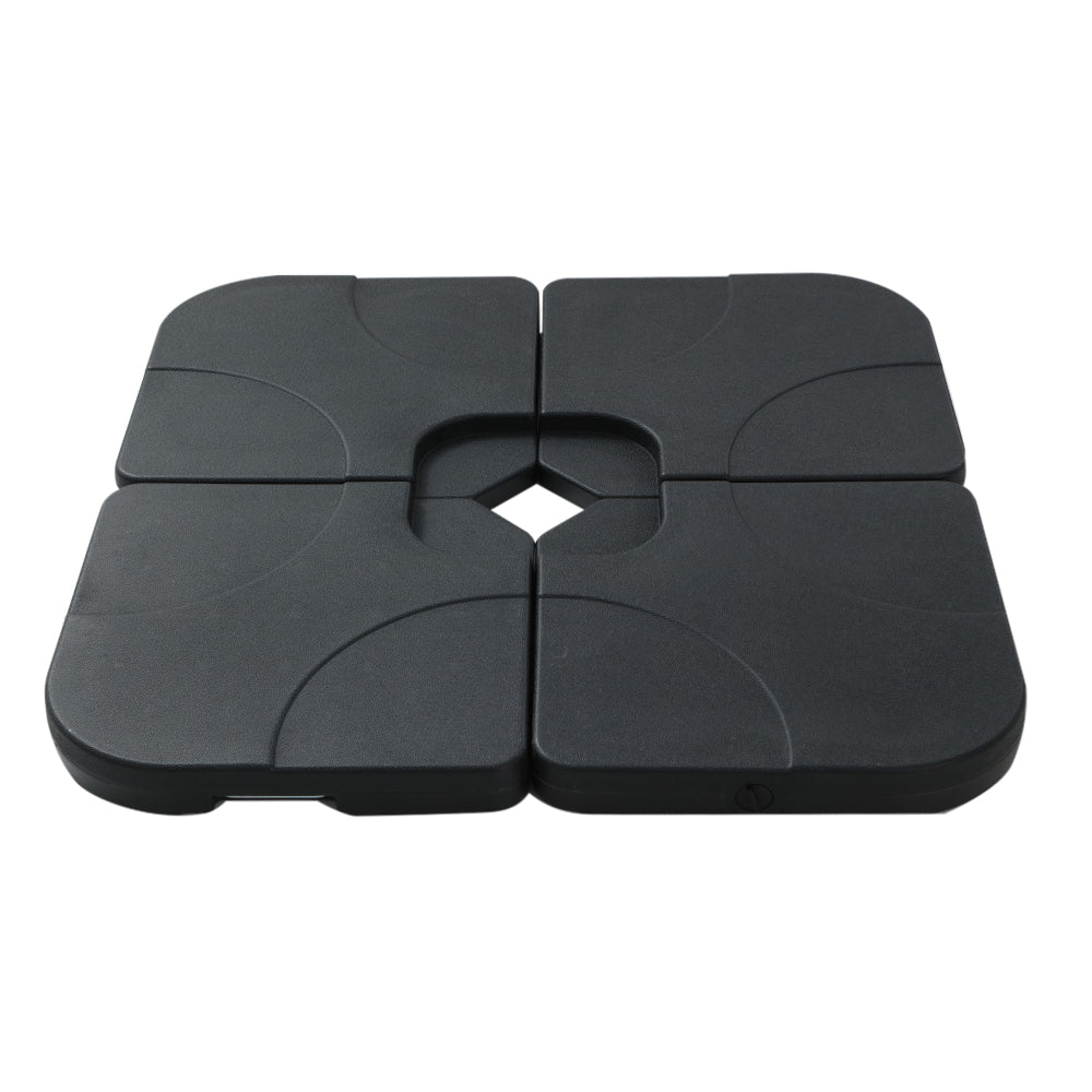 Umbrella base with four plates and central socket, dark gray padded design