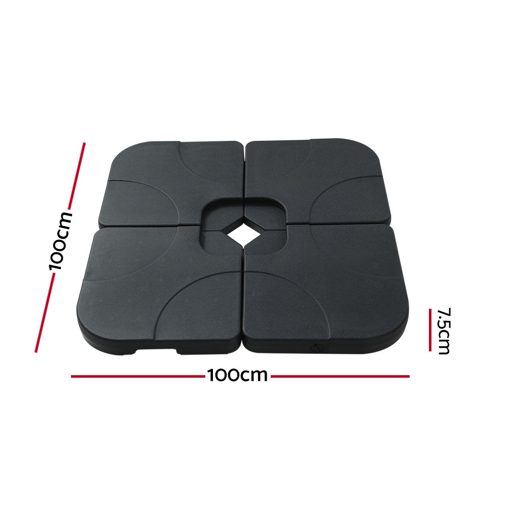 Umbrella base with four plates and central hole, dark gray padded supports