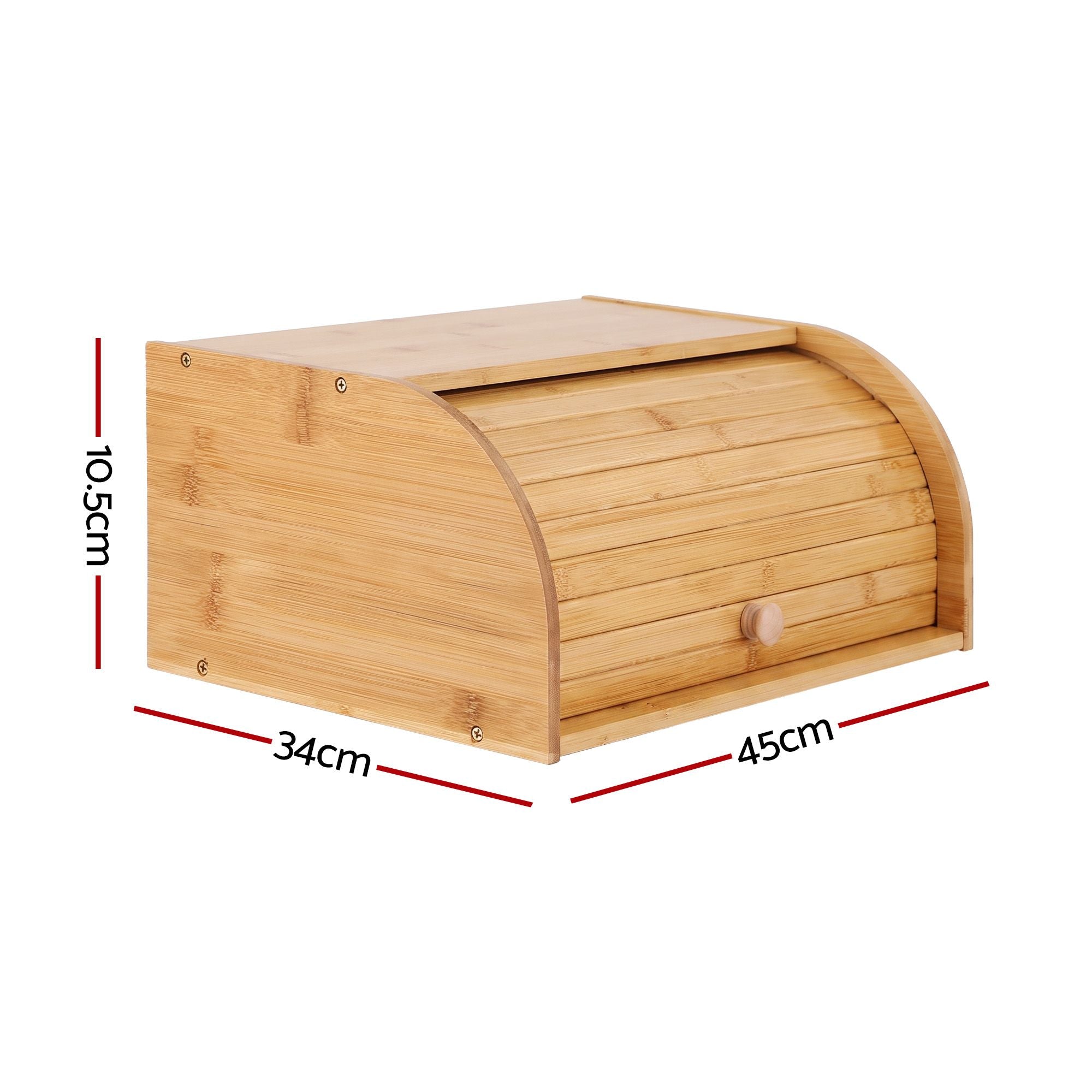 Artiss Bamboo Bread Box Bin Roll Top Kitchen Countertop Storage 45cm Natural Bedworld