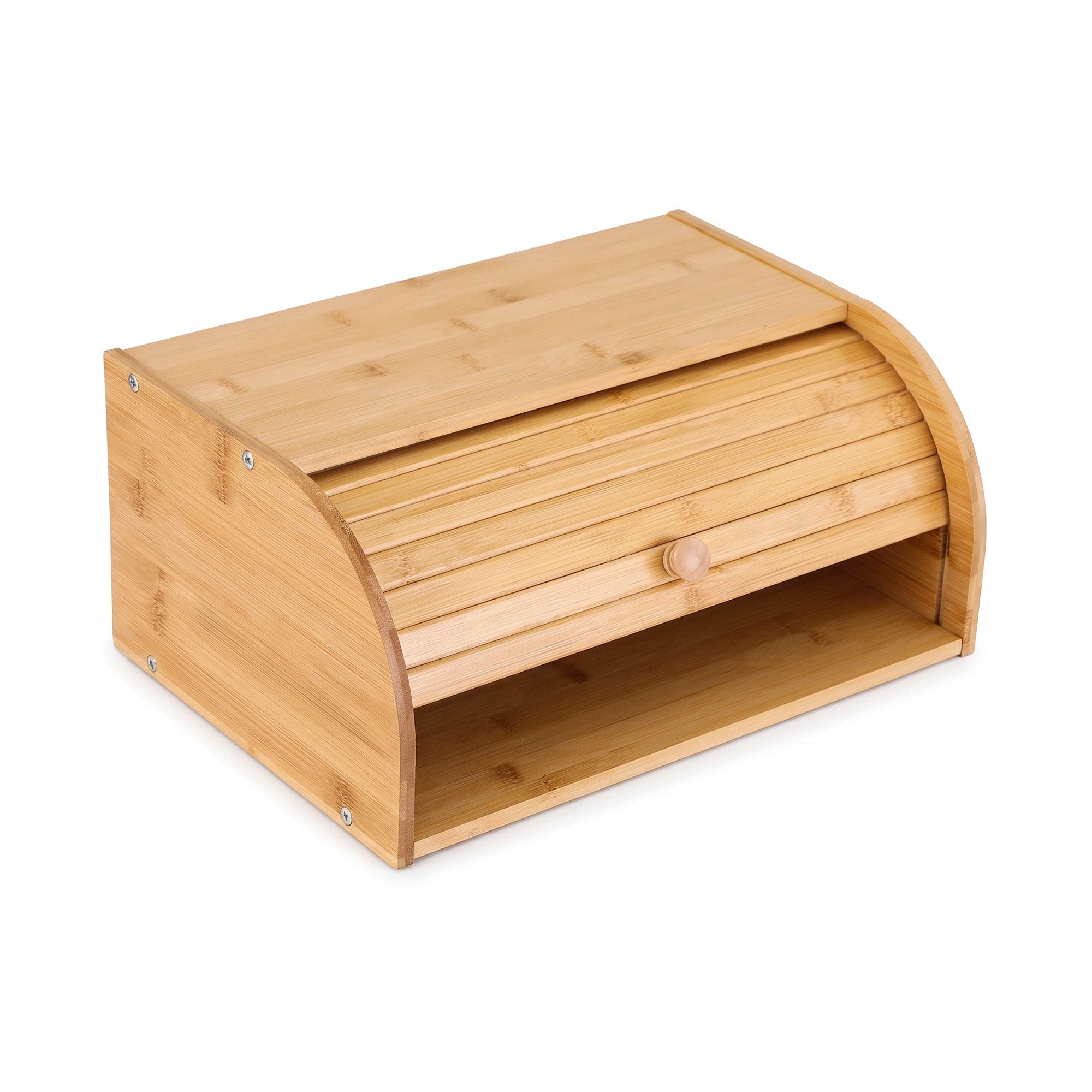 Artiss Bamboo Bread Box Bin Roll Top Kitchen Countertop Storage 45cm Natural Bedworld