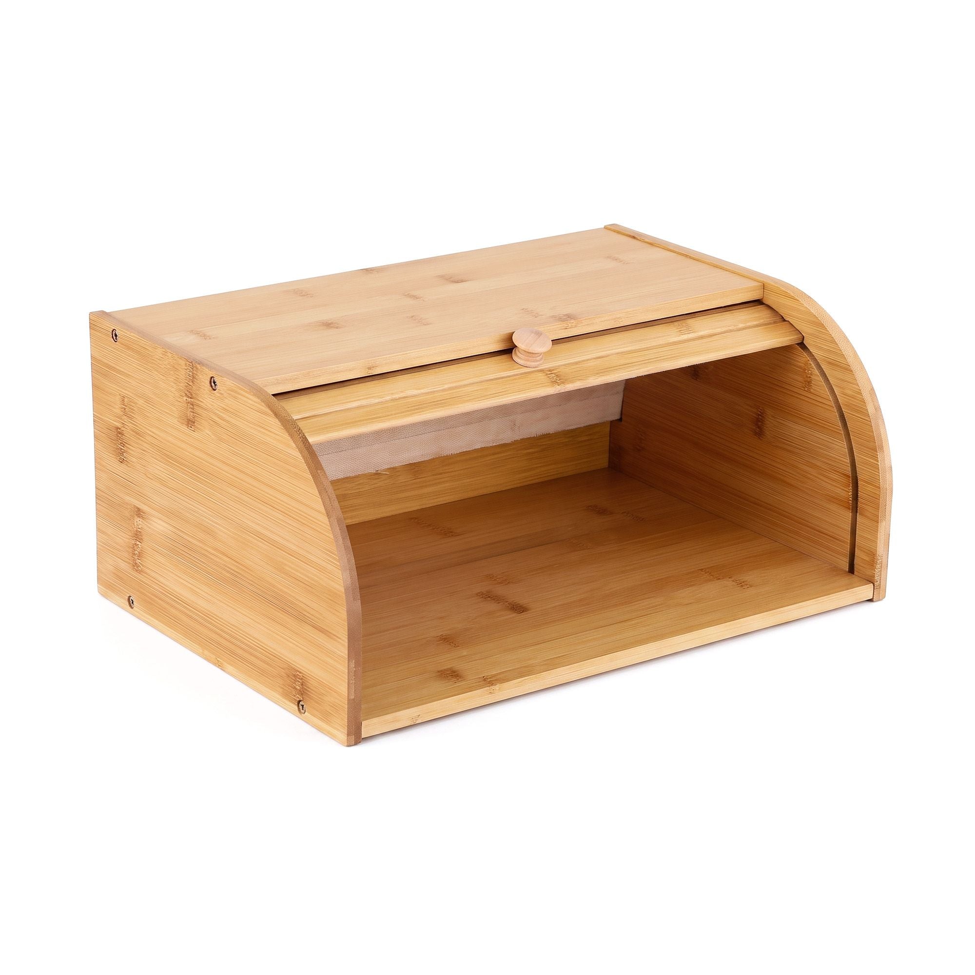 Artiss Bamboo Bread Box Bin Roll Top Kitchen Countertop Storage 45cm Natural Bedworld